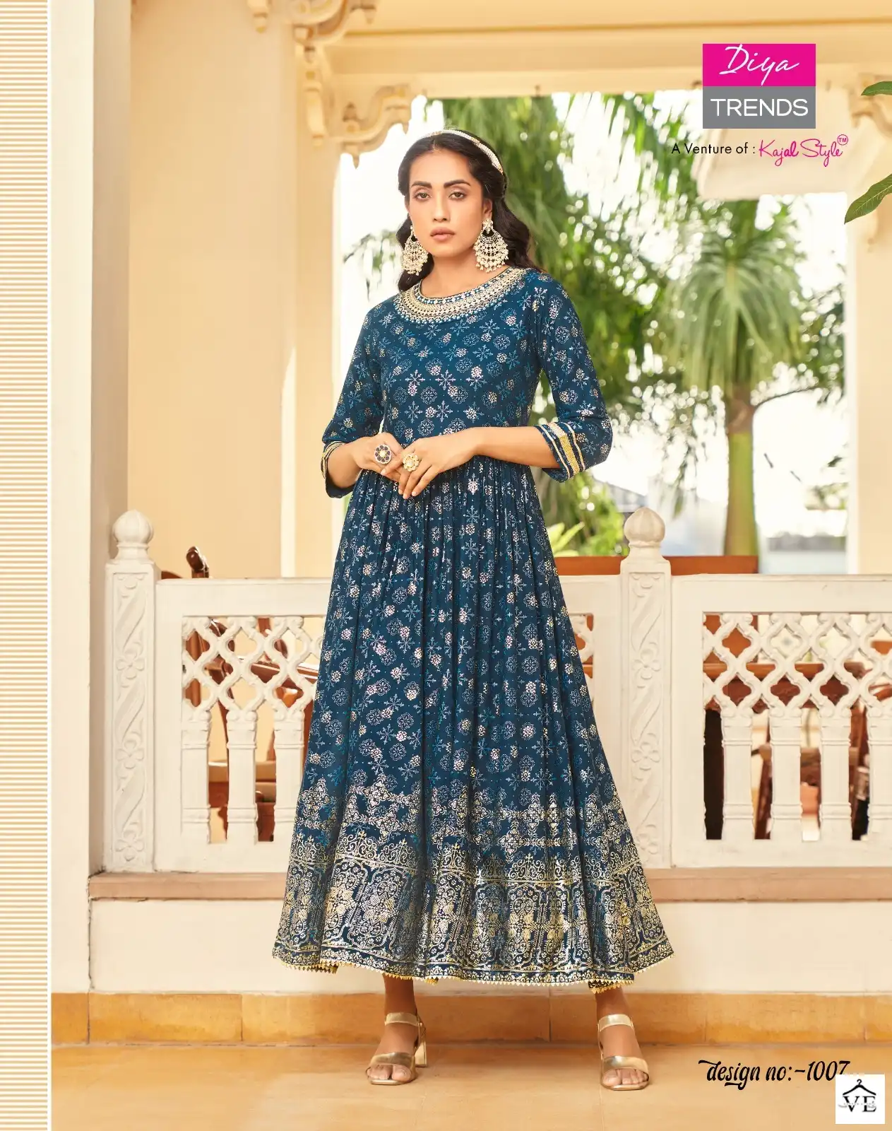 Diya Trends Poosh Vol 1 Classic Rayon Wholesale Long Gown Catalog — Wholesale Kurtis, Diya Trends wholesale from Surat - Gallery Image 7