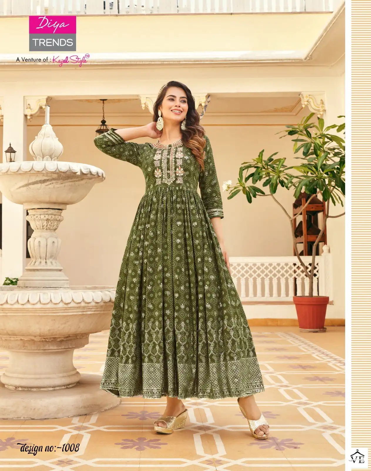 Diya Trends Poosh Vol 1 Classic Rayon Wholesale Long Gown Catalog — Wholesale Kurtis, Diya Trends wholesale from Surat - Gallery Image 8