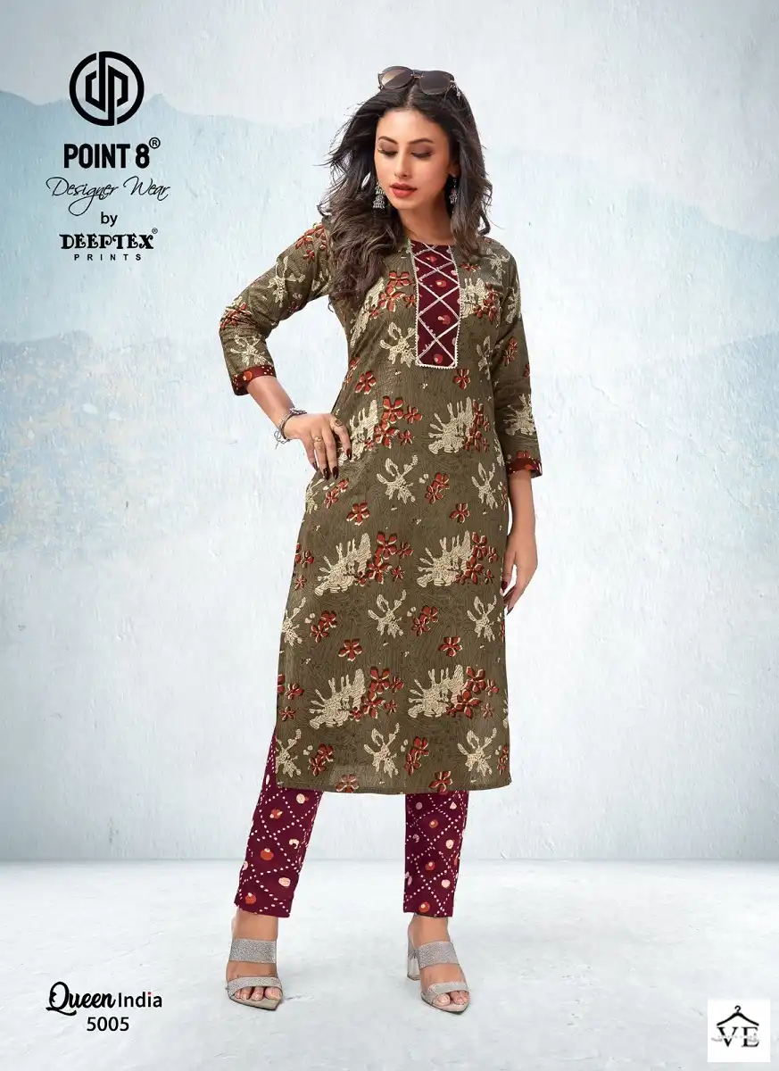 Deeptex Queen India Vol 5 Cotton Wholesale Kurti With Pant Catalog — Wholesale Kurtis, Deeptex wholesale from Surat — view 5