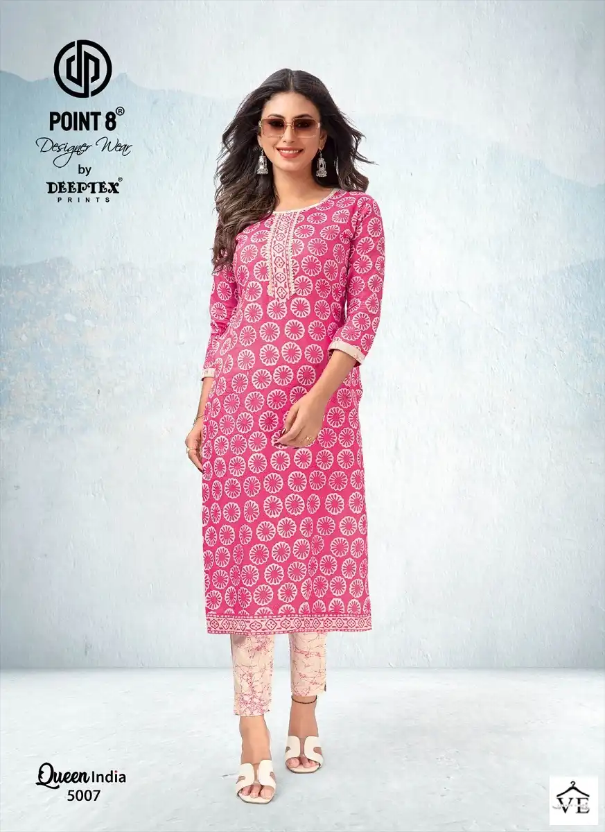 Deeptex Queen India Vol 5 Cotton Wholesale Kurti With Pant Catalog — Wholesale Kurtis, Deeptex wholesale from Surat — view 7