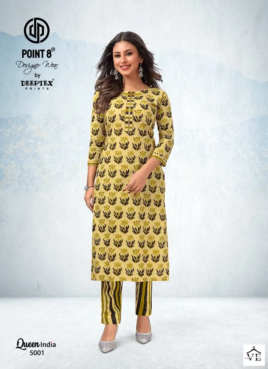 Deeptex Queen India Vol 5 Cotton Wholesale Kurti With Pant Catalog — Wholesale Kurtis, Deeptex wholesale from Surat — view 9