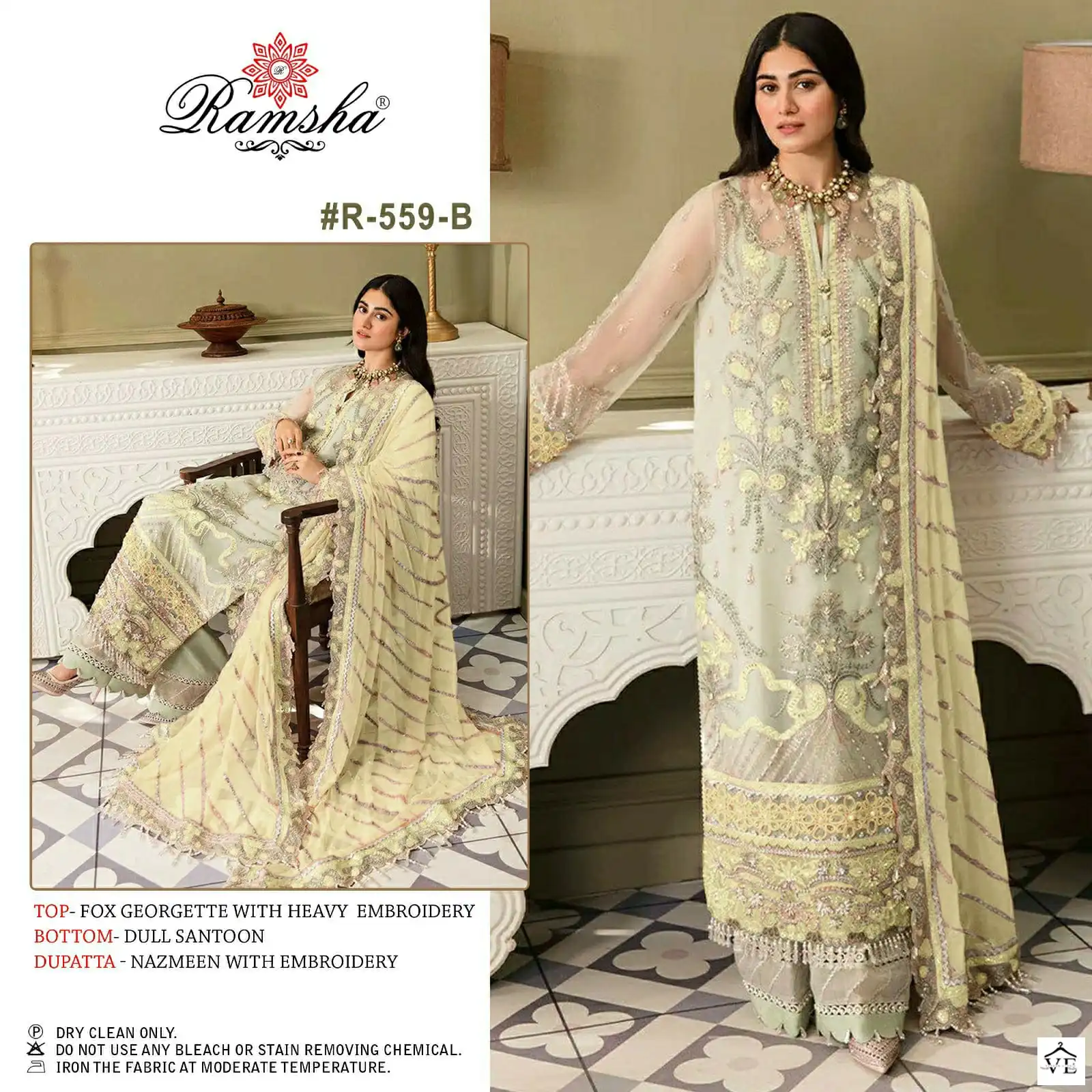 Ramsha R 559 Georgette Wholesale Pakistani Salwar Suit Catalog — Wholesale Salwar Suits, MPA wholesale from Surat - Gallery Image 2