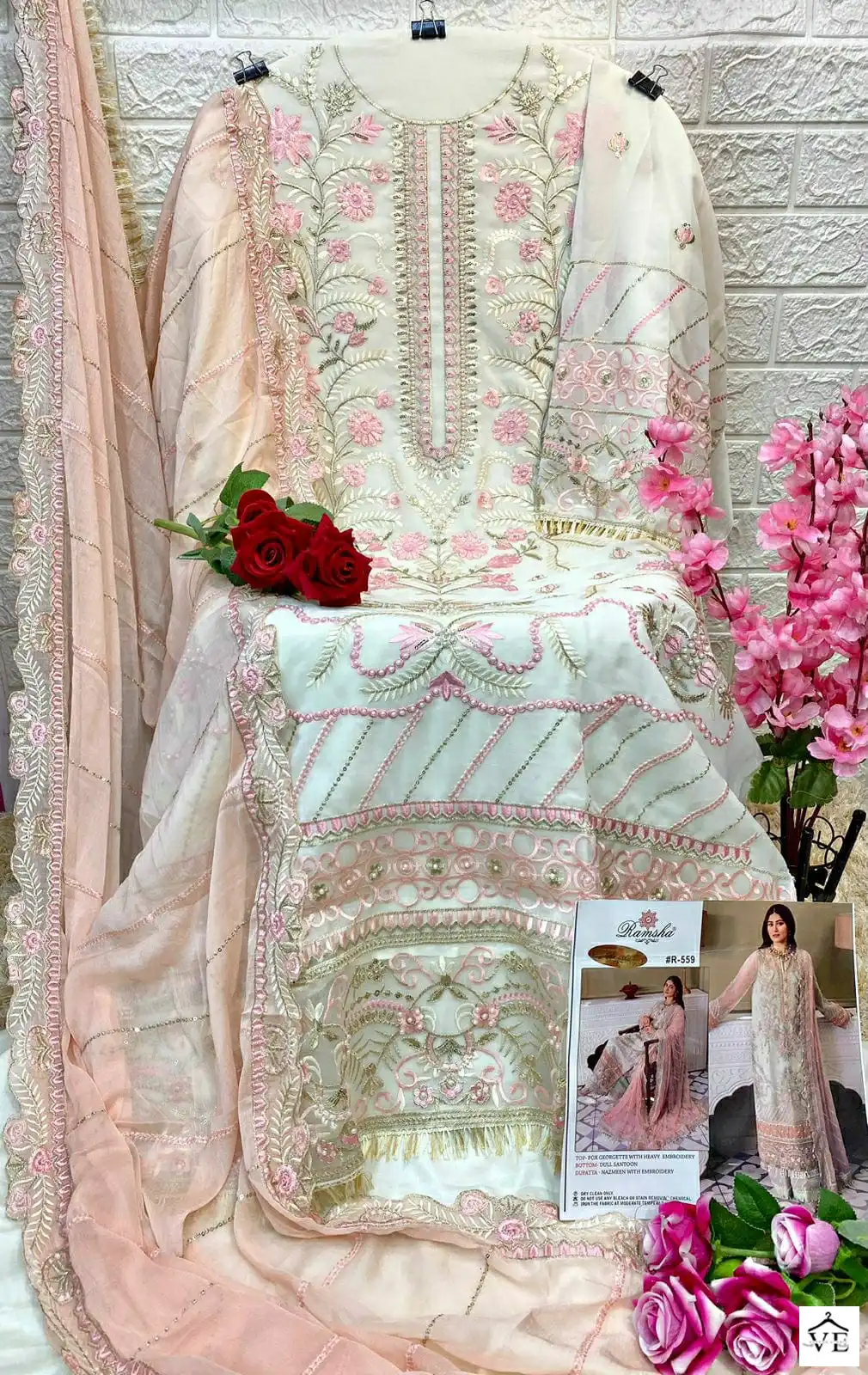 Ramsha R 559 Georgette Wholesale Pakistani Salwar Suit Catalog — Wholesale Salwar Suits, MPA wholesale from Surat - Gallery Image 3