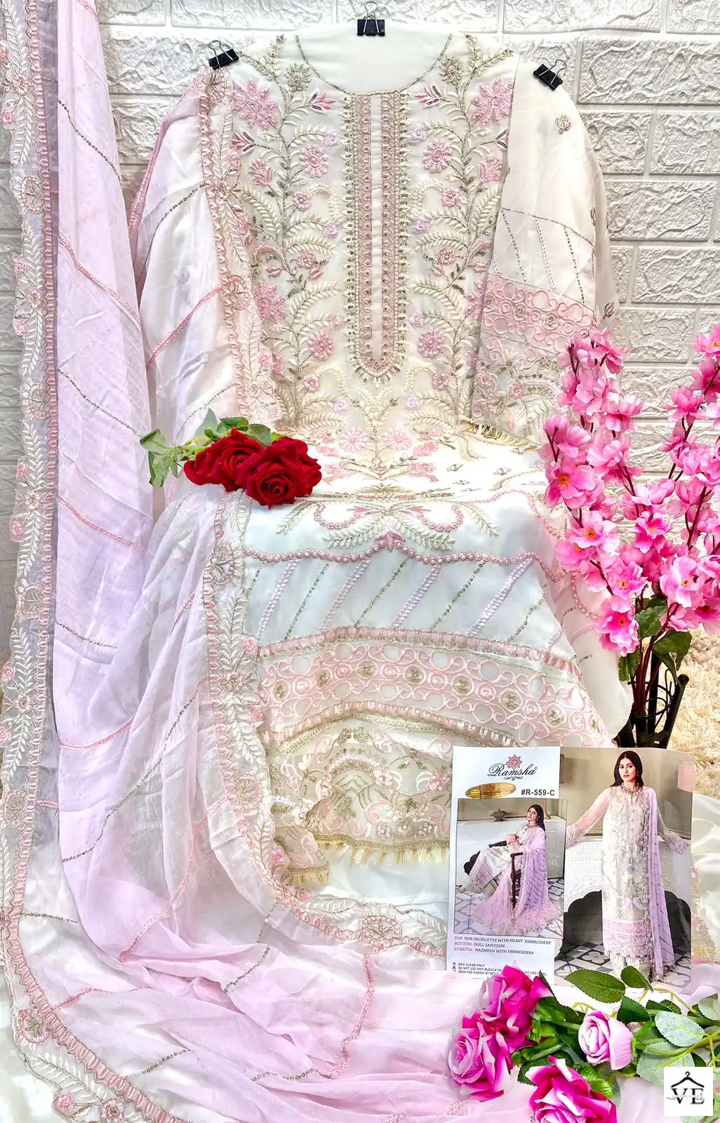 Ramsha R 559 Georgette Wholesale Pakistani Salwar Suit Catalog — Wholesale Salwar Suits, MPA wholesale from Surat - Gallery Image 5