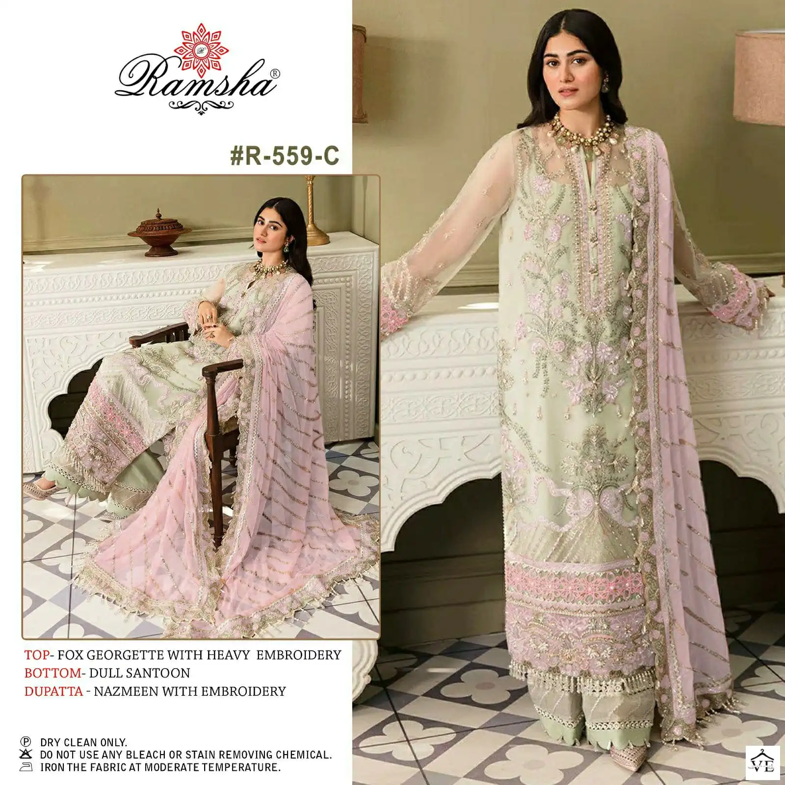 Ramsha R 559 Georgette Wholesale Pakistani Salwar Suit Catalog — Wholesale Salwar Suits, MPA wholesale from Surat - Gallery Image 6