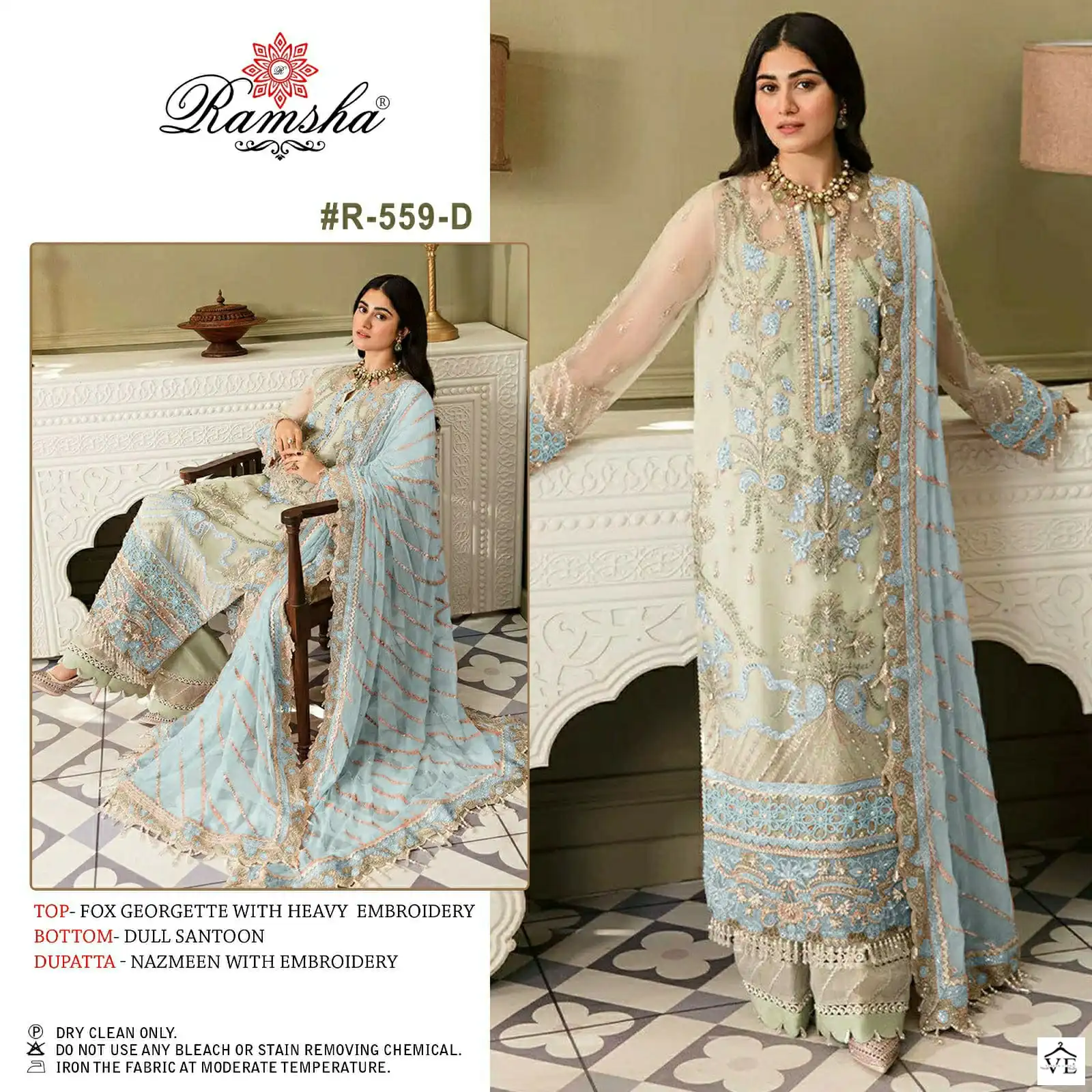 Ramsha R 559 Georgette Wholesale Pakistani Salwar Suit Catalog — Wholesale Salwar Suits, MPA wholesale from Surat - Gallery Image 8
