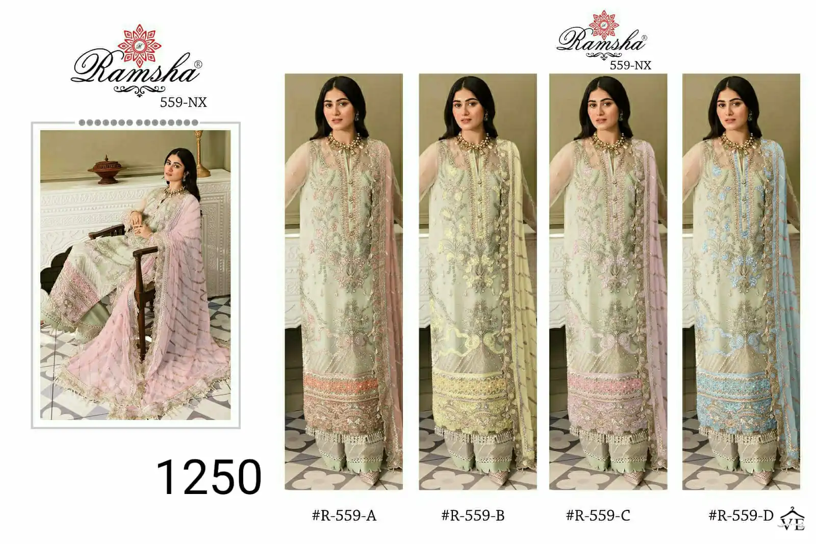 Ramsha R 559 Georgette Wholesale Pakistani Salwar Suit Catalog — Wholesale Salwar Suits, MPA wholesale from Surat — view 9