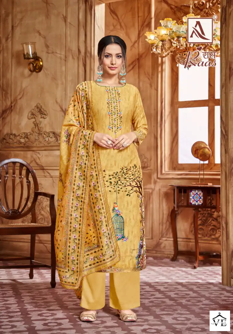 Alok Suit Raas Pure Maslin Wholesale Salwar Suit Catalog — Wholesale Salwar Suits, MPA wholesale from Surat — view 2