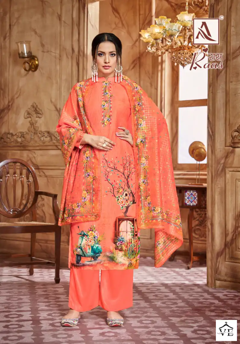 Alok Suit Raas Pure Maslin Wholesale Salwar Suit Catalog — Wholesale Salwar Suits, MPA wholesale from Surat — view 3