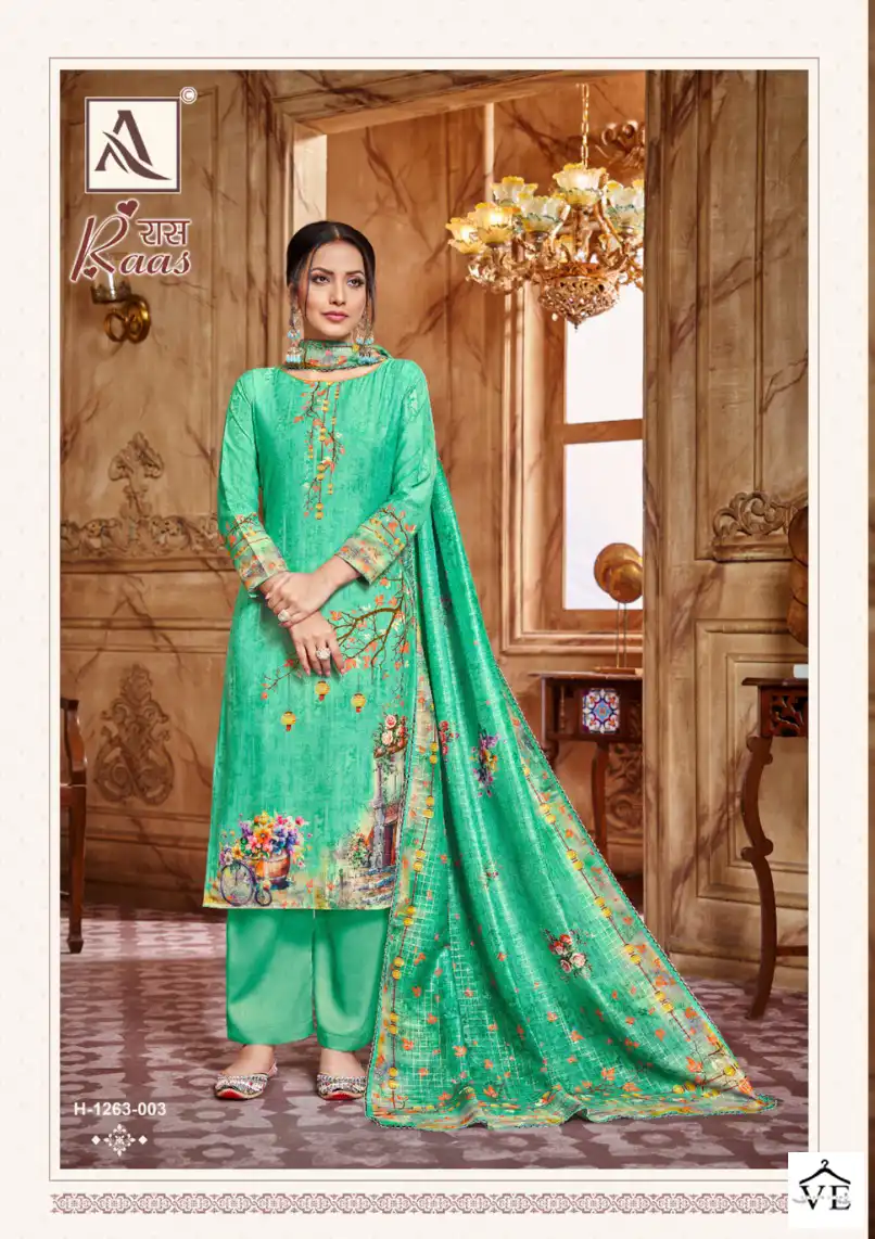 Alok Suit Raas Pure Maslin Wholesale Salwar Suit Catalog — Wholesale Salwar Suits, MPA wholesale from Surat — view 4