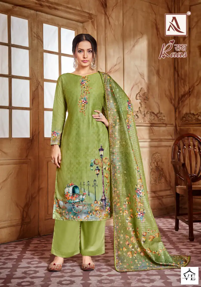Alok Suit Raas Pure Maslin Wholesale Salwar Suit Catalog — Wholesale Salwar Suits, MPA wholesale from Surat — view 5