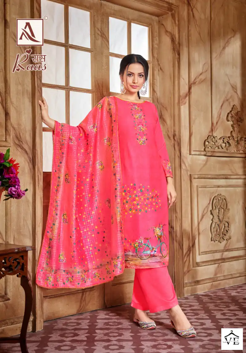 Alok Suit Raas Pure Maslin Wholesale Salwar Suit Catalog — Wholesale Salwar Suits, MPA wholesale from Surat — view 6