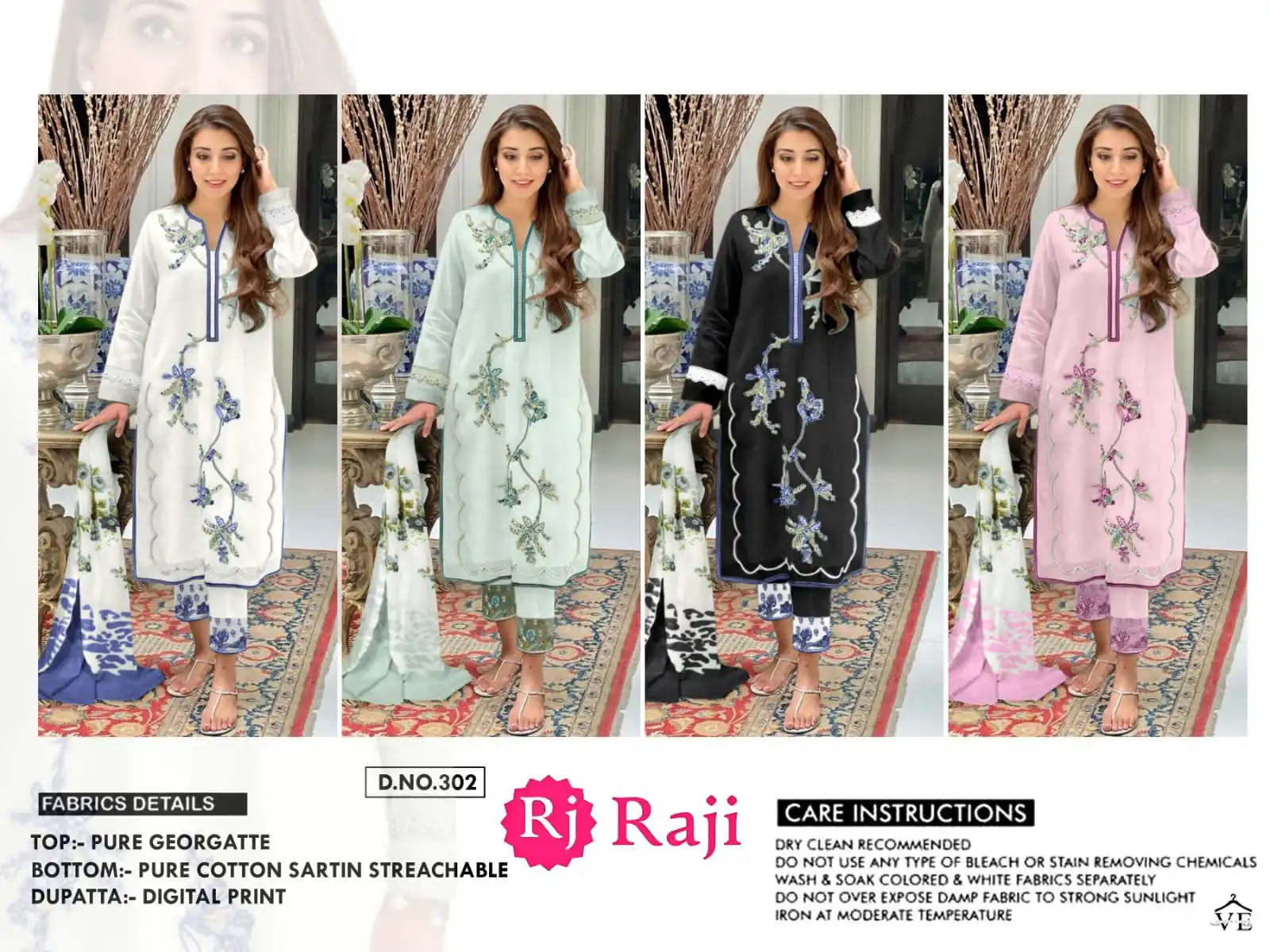 Afasana  DN RJ 303 Pure Georgette Wholesale Pakistani Readymade Salwar Suit Catalog — Wholesale Salwar Suits, MPA wholesale from Surat — view 5