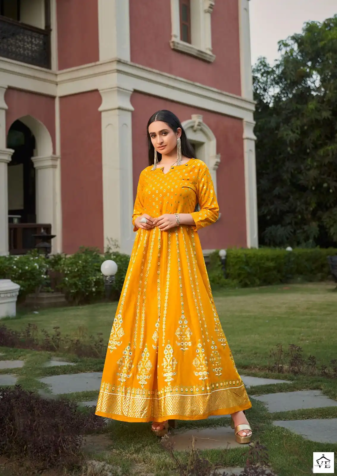 Vitara Fashion Rangmanch Heavy Rayon Wholesale Long Gown Catalog — Wholesale Kurtis, MPA wholesale from Surat - Gallery Image 2