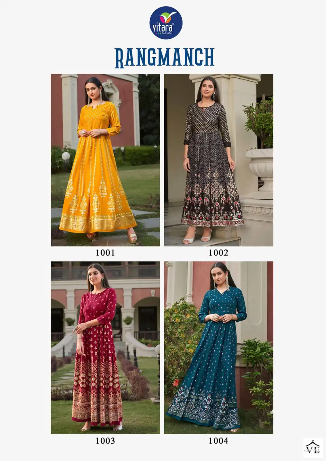 Vitara Fashion Rangmanch Heavy Rayon Wholesale Long Gown Catalog — Wholesale Kurtis, MPA wholesale from Surat — view 5