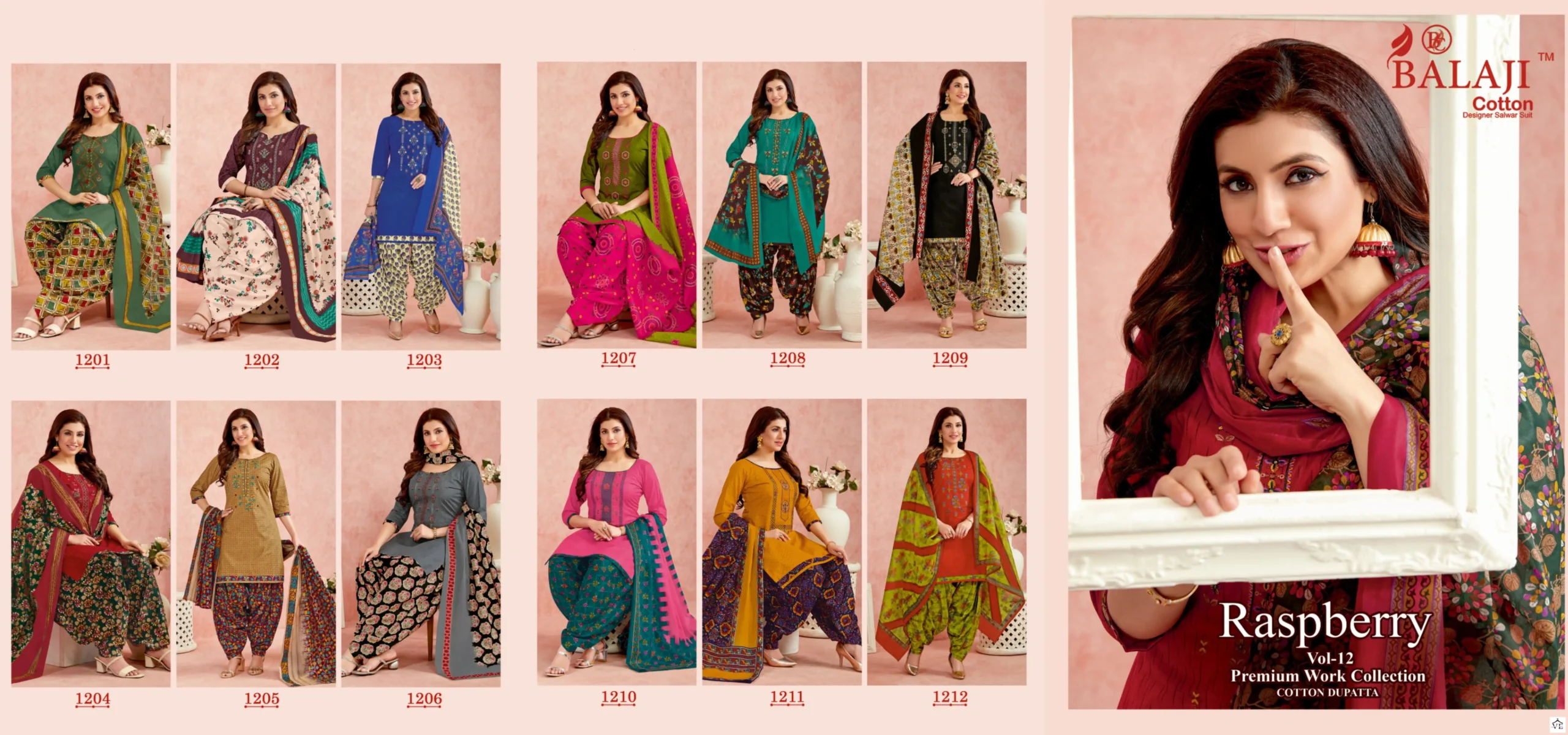 Balaji Raspberry Vol 12 Cotton Wholesale Salwar Suits  Catalog — Wholesale Salwar Suits, MPA wholesale from Surat — view 13