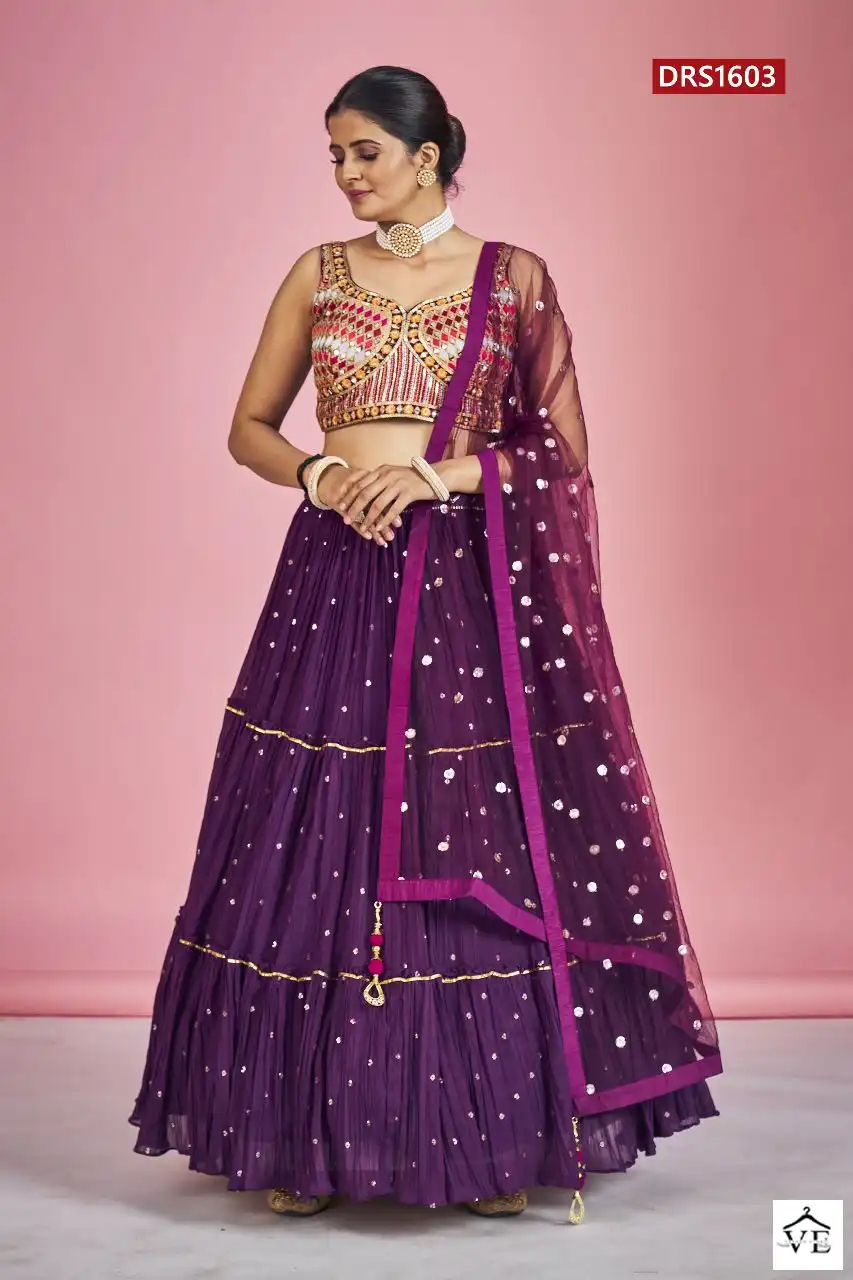 Vardan Ethnic Regina Georgette Wholesale Lehenga Catalog — Wholesale Lehenga, MPA wholesale from Surat - Gallery Image 4