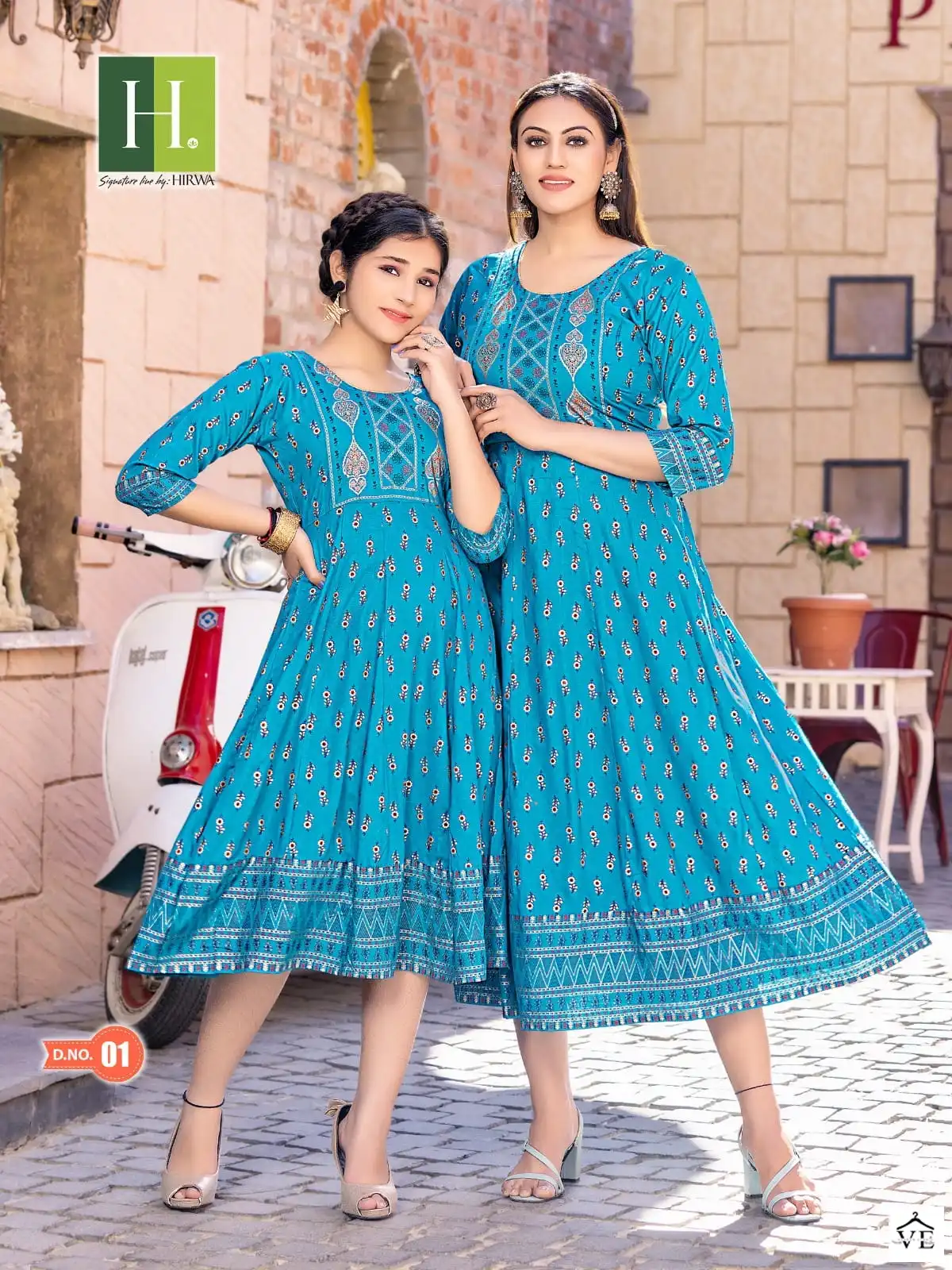 Hirwa Ridhi Shidhi Heavy Rayon Wholesale Long Kurtis Catalog — Wholesale Kurtis, MPA wholesale from Surat - Gallery Image 5