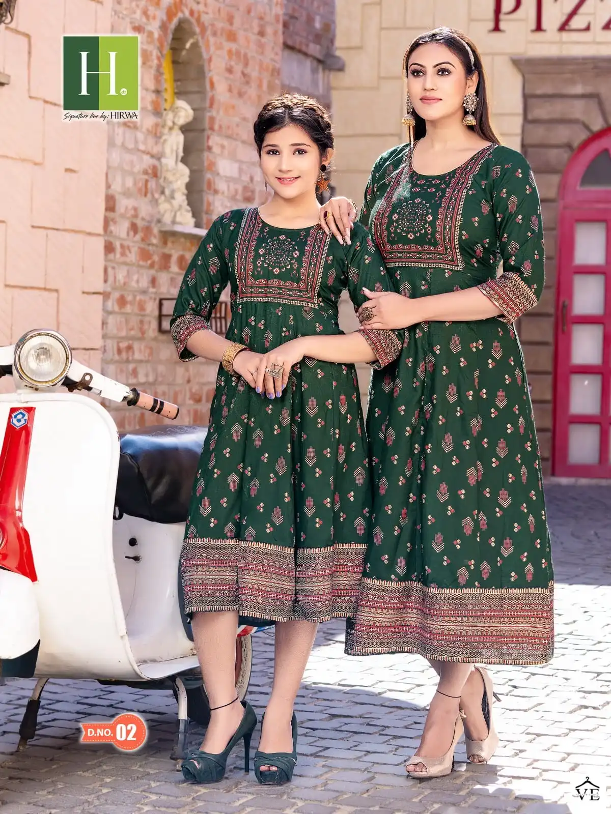 Hirwa Ridhi Shidhi Heavy Rayon Wholesale Long Kurtis Catalog — Wholesale Kurtis, MPA wholesale from Surat - Gallery Image 9
