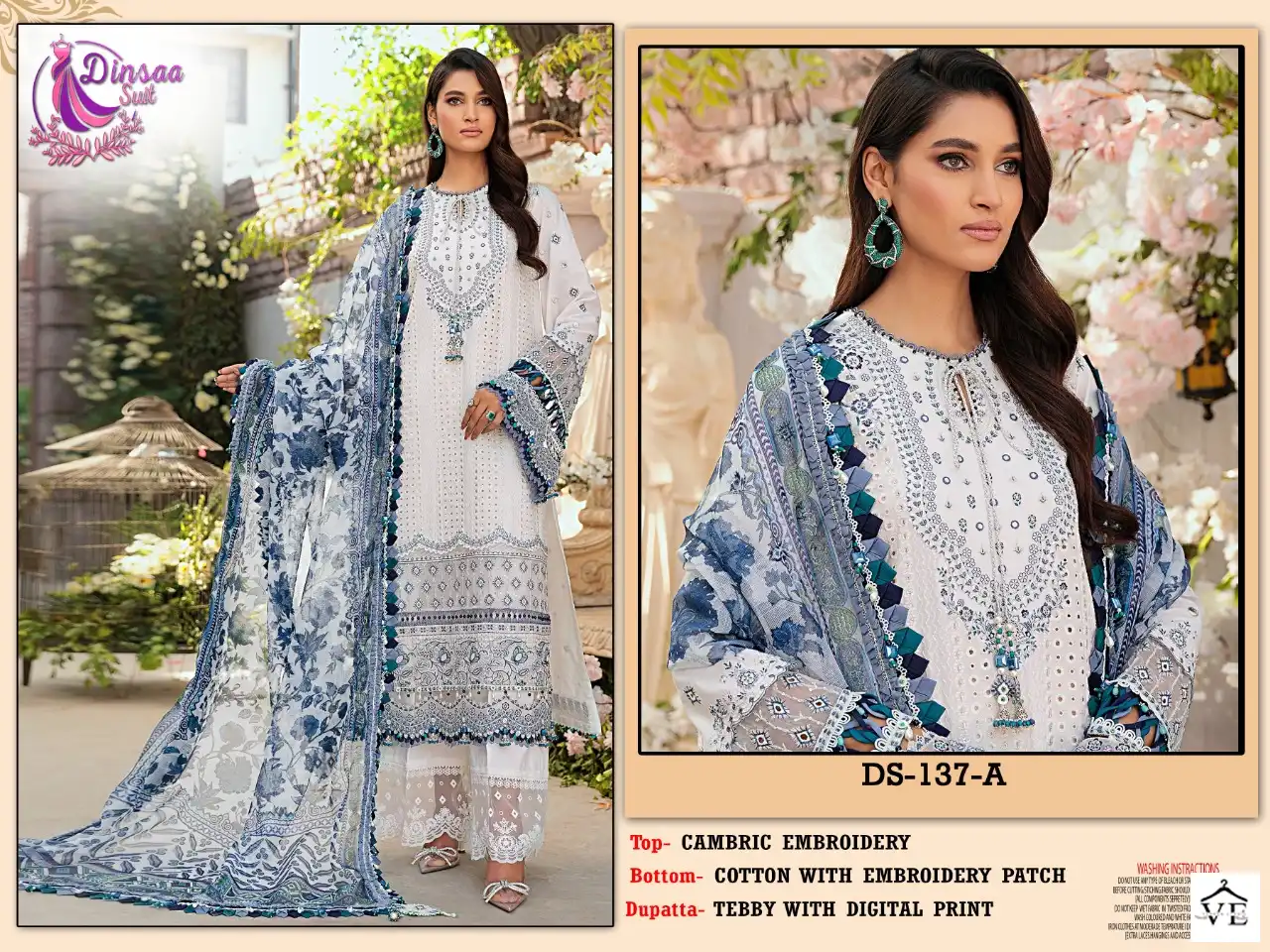 Dinsaa Roohi Color Cambric Wholesale Pakistani Salwar Suit Catalog — Wholesale Salwar Suits, MPA wholesale from Surat - Gallery Image 7
