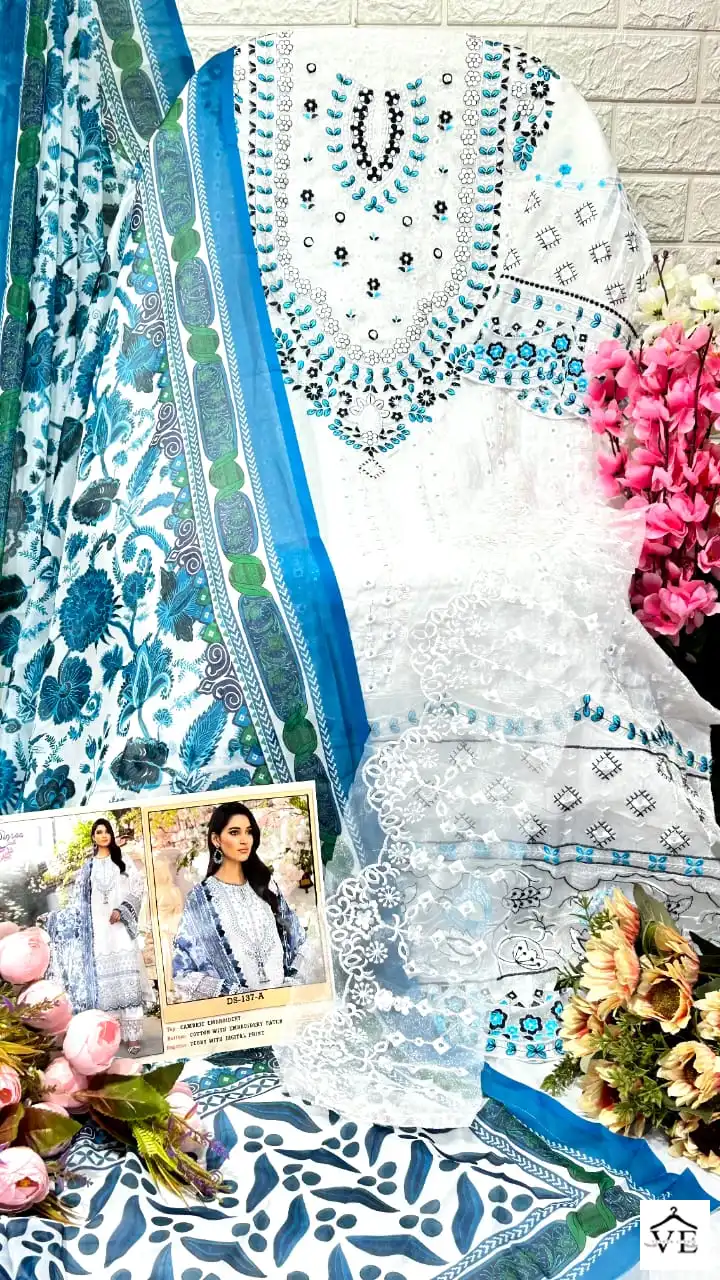 Dinsaa Roohi Color Cambric Wholesale Pakistani Salwar Suit Catalog — Wholesale Salwar Suits, MPA wholesale from Surat - Gallery Image 8