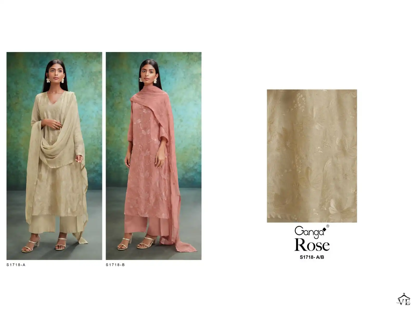 Ganga Rose 1718 Russian Silk Wholesale Designer Salwar Suit Catalog — Wholesale Salwar Suits, Ganga wholesale from Surat — view 3