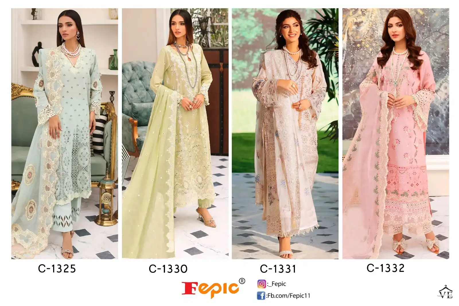 Fepic Rosemeen Lawn 23 Pure Cotton Wholesale Pakistani Salwar Suit Catalog — Wholesale Salwar Suits, MPA wholesale from Surat — view 9