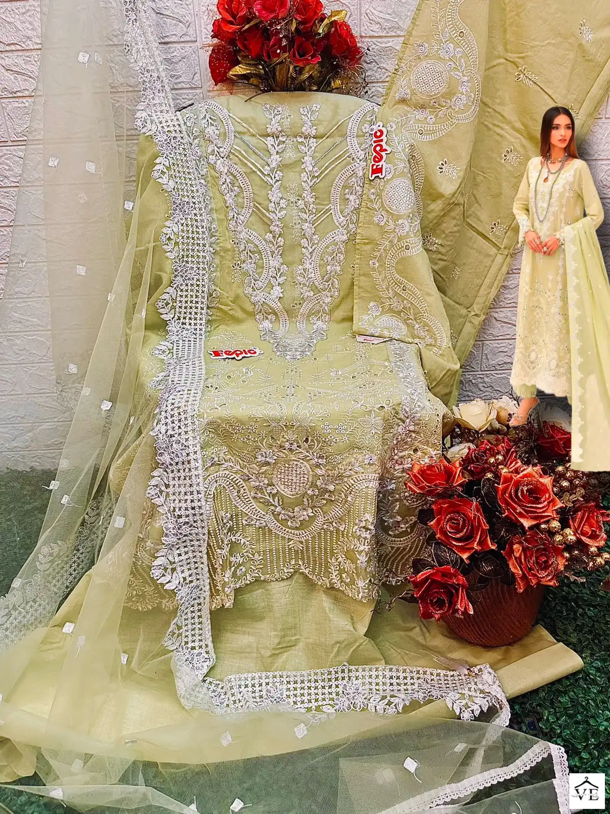 Fepic Rosemeen Lawn 23 Pure Cotton Wholesale Pakistani Salwar Suit Catalog — Wholesale Salwar Suits, MPA wholesale from Surat - Gallery Image 7