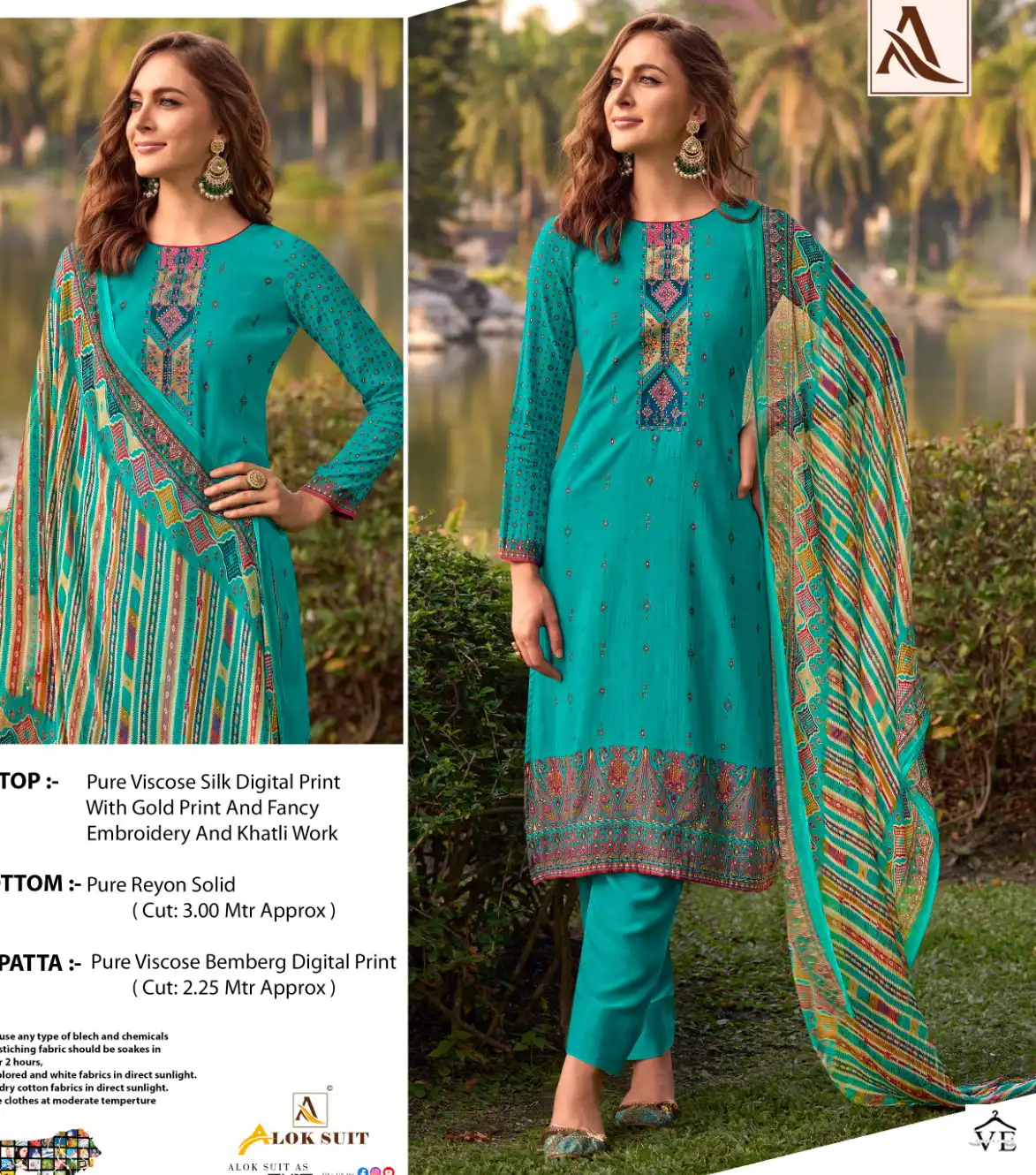 Alok Suits Ruhina Vol 5 Viscose Wholesale Designarsalwar Suit Catalog — Wholesale Salwar Suits, MPA wholesale from Surat — view 1