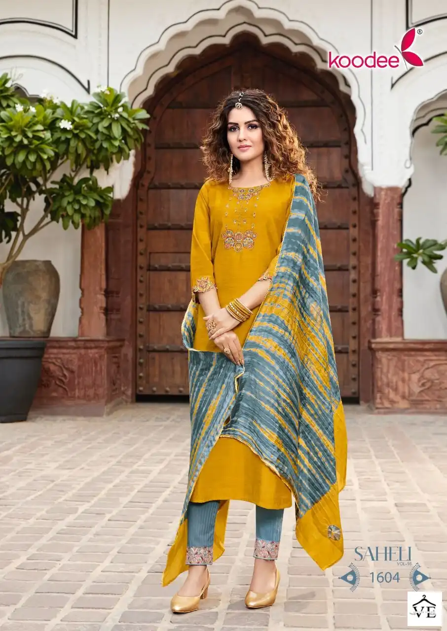 Koodee Saheli Vol 16 Chinon Wholesale Readymade Salwar Suit Catalog — Wholesale Salwar Suits, MPA wholesale from Surat - Gallery Image 3