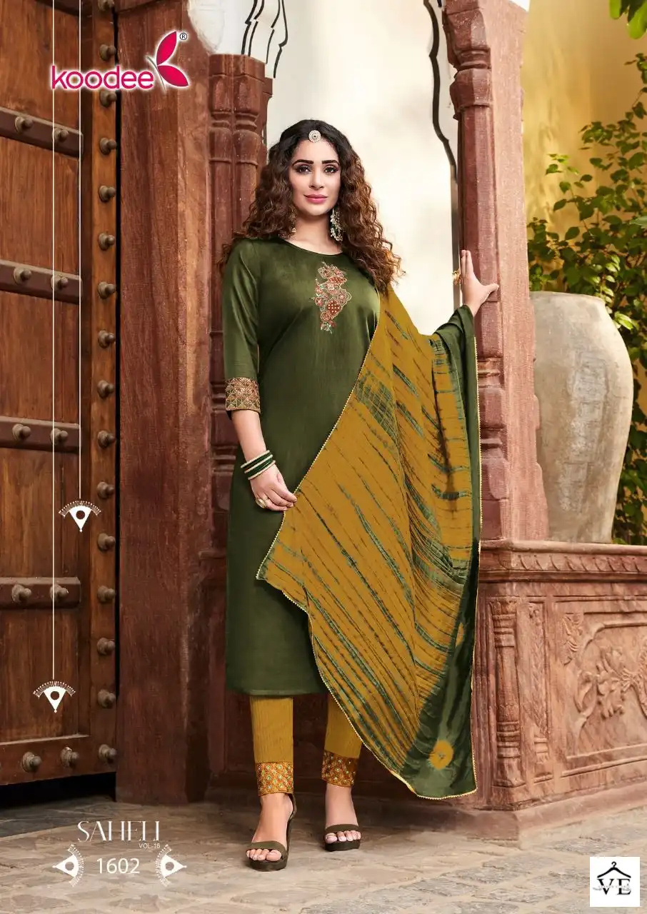Koodee Saheli Vol 16 Chinon Wholesale Readymade Salwar Suit Catalog — Wholesale Salwar Suits, MPA wholesale from Surat - Gallery Image 6