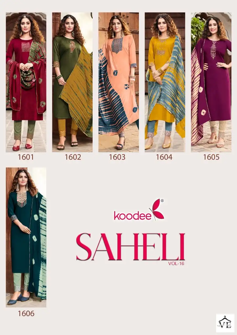 Koodee Saheli Vol 16 Chinon Wholesale Readymade Salwar Suit Catalog — Wholesale Salwar Suits, MPA wholesale from Surat — view 7