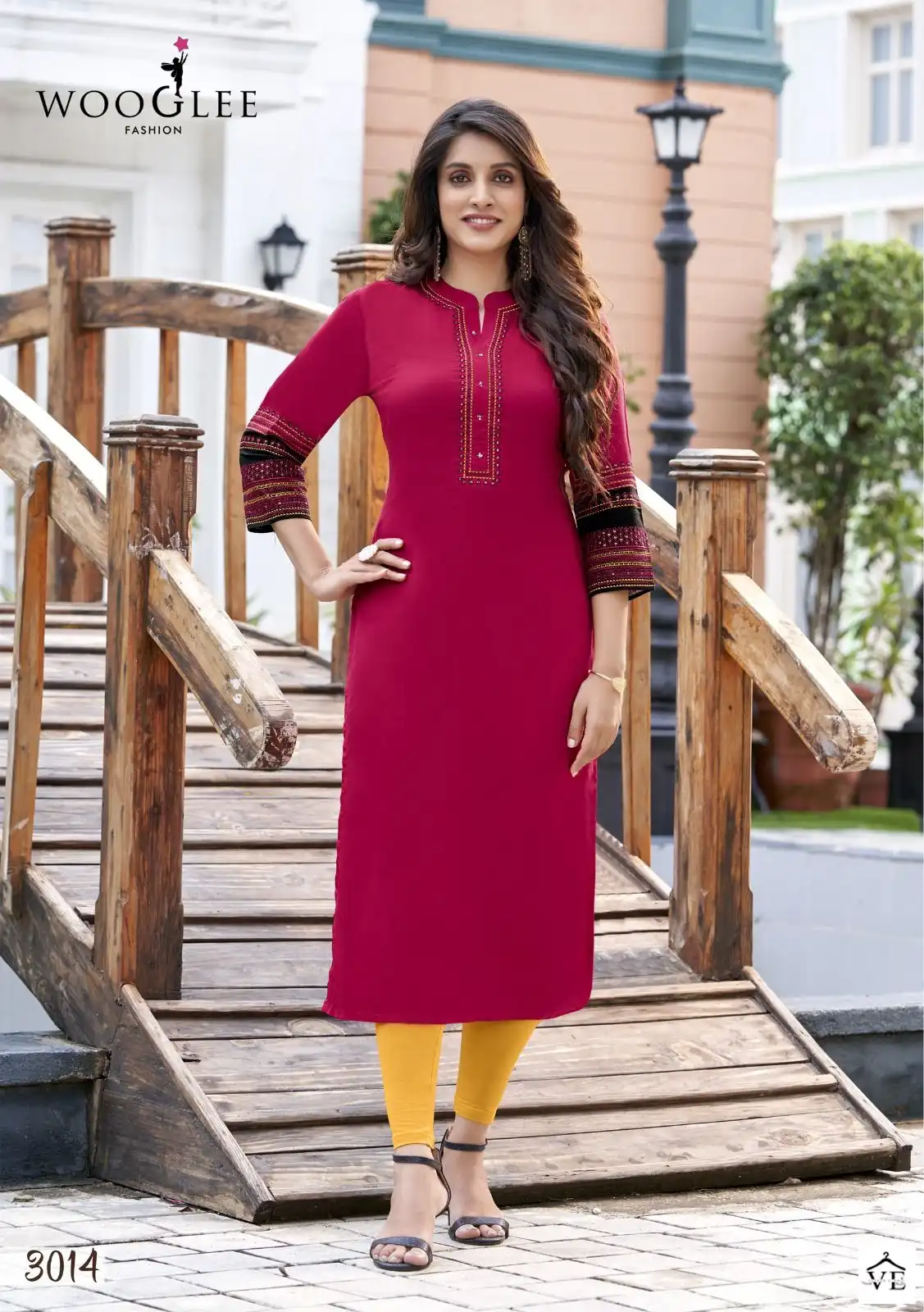 Wooglee Salonee Vol 3 Heavy Rayon Wholesale Kurtis Catalog — Wholesale Kurtis, MPA wholesale from Surat - Gallery Image 5
