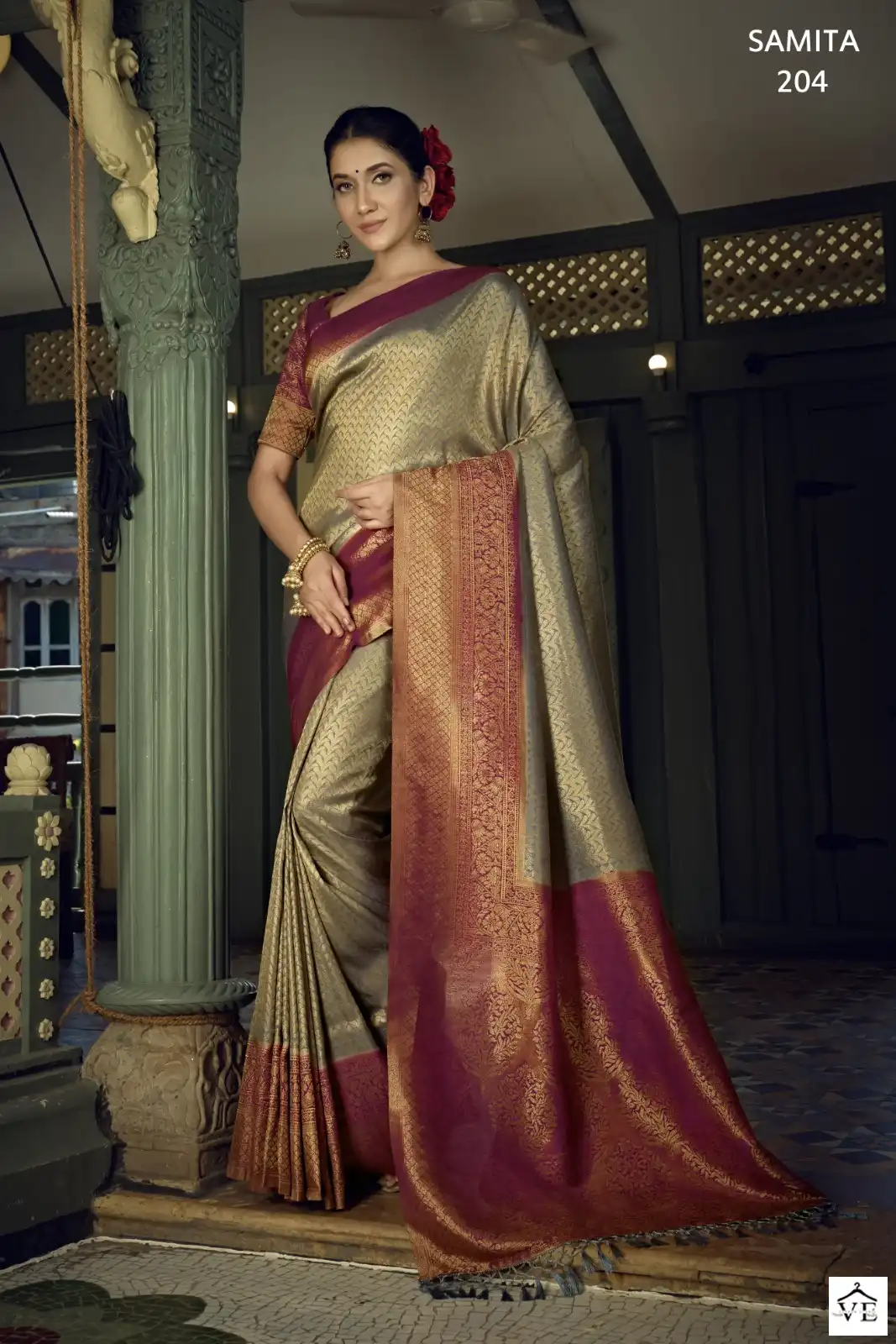 Vardan Ethnic Samita Kanjivaram Silk Wholesale Sarees Catalog — Wholesale Sarees, MPA wholesale from Surat - Gallery Image 4