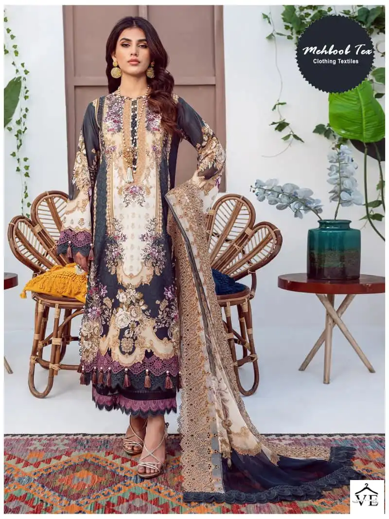 Mehboob Sana Safinz Needle Lawn Cotton Wholesale Pakistani Salwar Suit Catalog — Wholesale Salwar Suits, MPA wholesale from Surat - Gallery Image 2