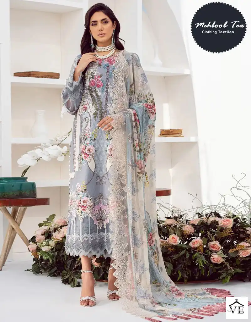 Mehboob Sana Safinz Needle Lawn Cotton Wholesale Pakistani Salwar Suit Catalog — Wholesale Salwar Suits, MPA wholesale from Surat — view 1