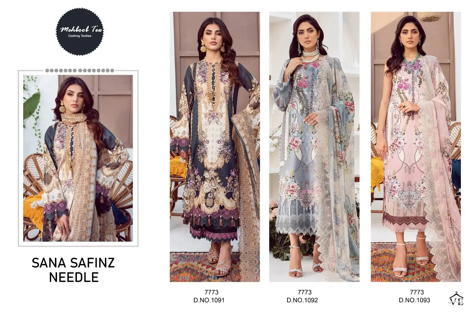 Mehboob Sana Safinz Needle Lawn Cotton Wholesale Pakistani Salwar Suit Catalog — Wholesale Salwar Suits, MPA wholesale from Surat — view 7
