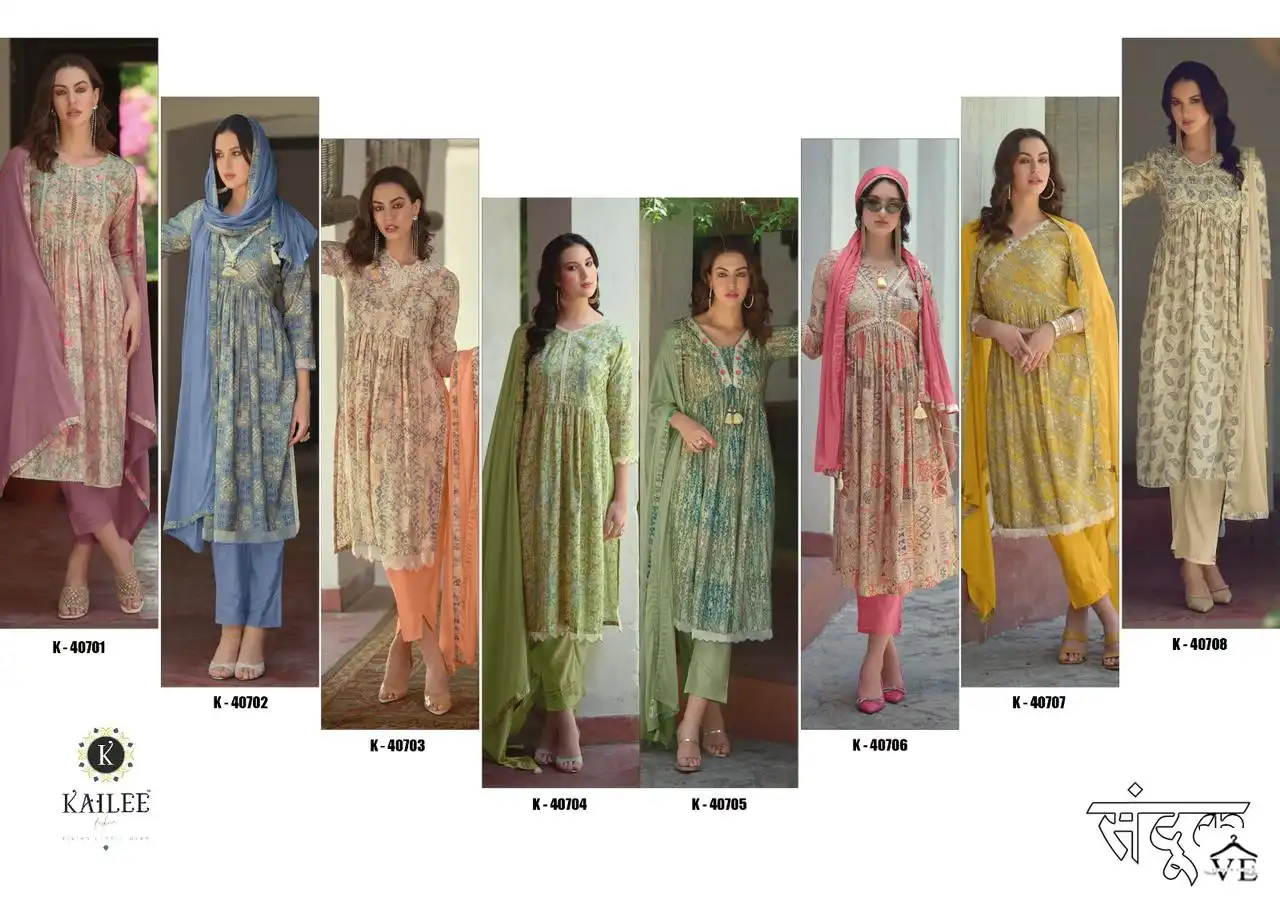 Kailee Fashion Sanduk Pure Viscose Muslin Wholesale Readymade Suit Catalog — Wholesale Salwar Suits, MPA wholesale from Surat — view 10