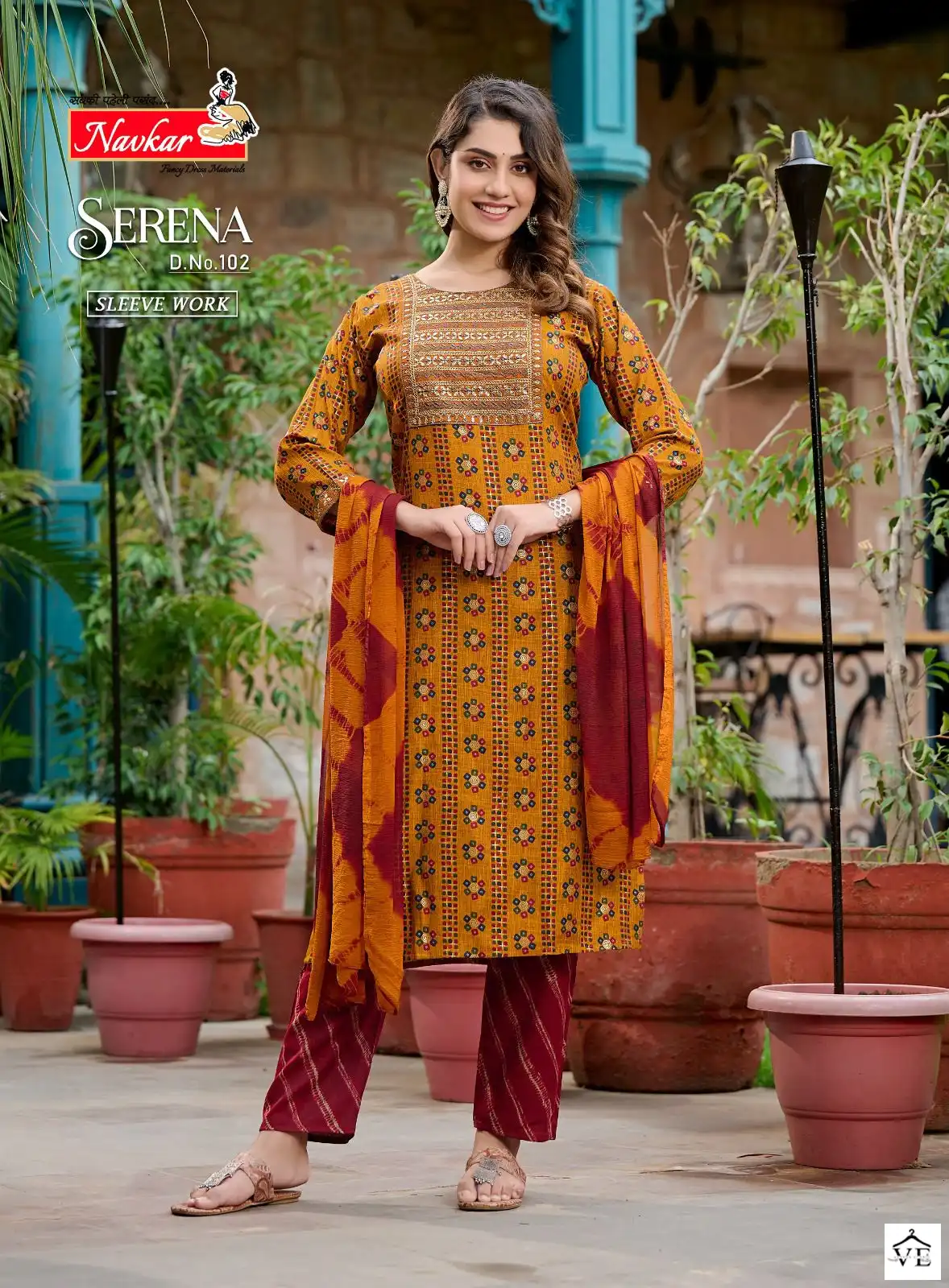 Navkar Serena Rayon Foil Print Wholesale Readymade Salwar Suit Catalog — Wholesale Salwar Suits, MPA wholesale from Surat — view 4