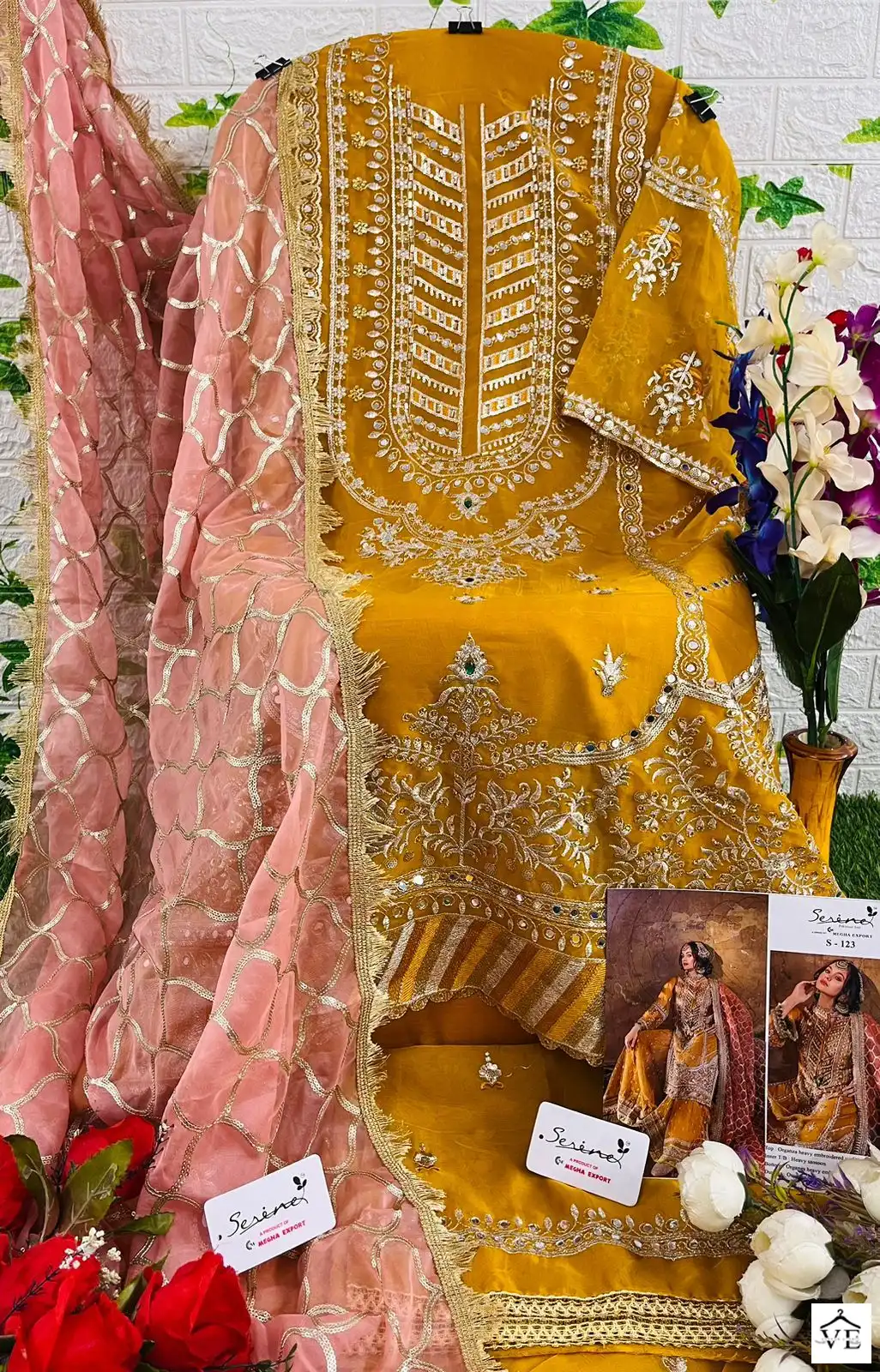 Serine S 123 Organza Wholesale Pakistani Salwar Suit Catalog — Wholesale Salwar Suits, MPA wholesale from Surat - Gallery Image 2