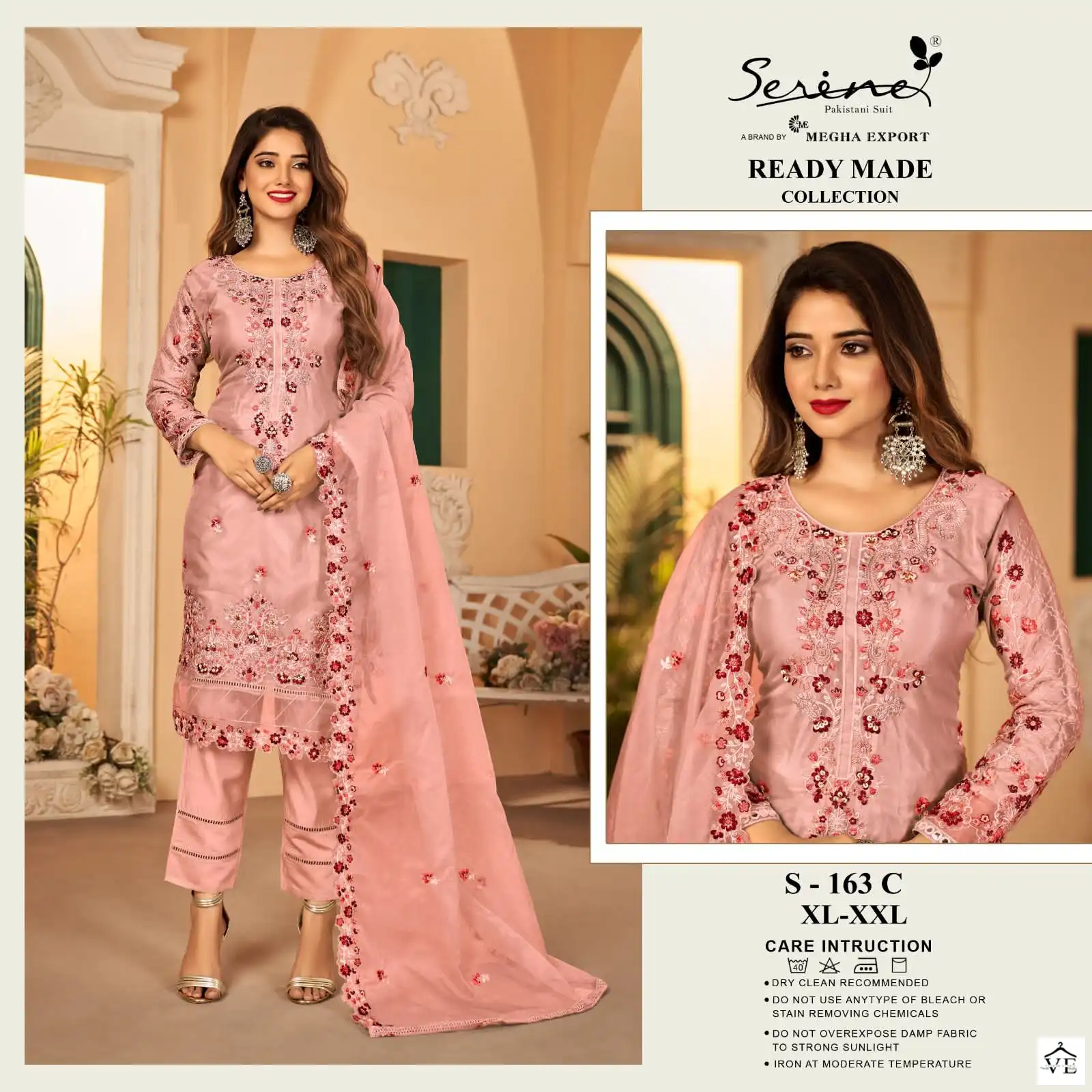 Serine S 163 Organza Wholesale Pakistani Readymade Salwar Suit Catalog — Wholesale Salwar Suits, MPA wholesale from Surat - Gallery Image 2