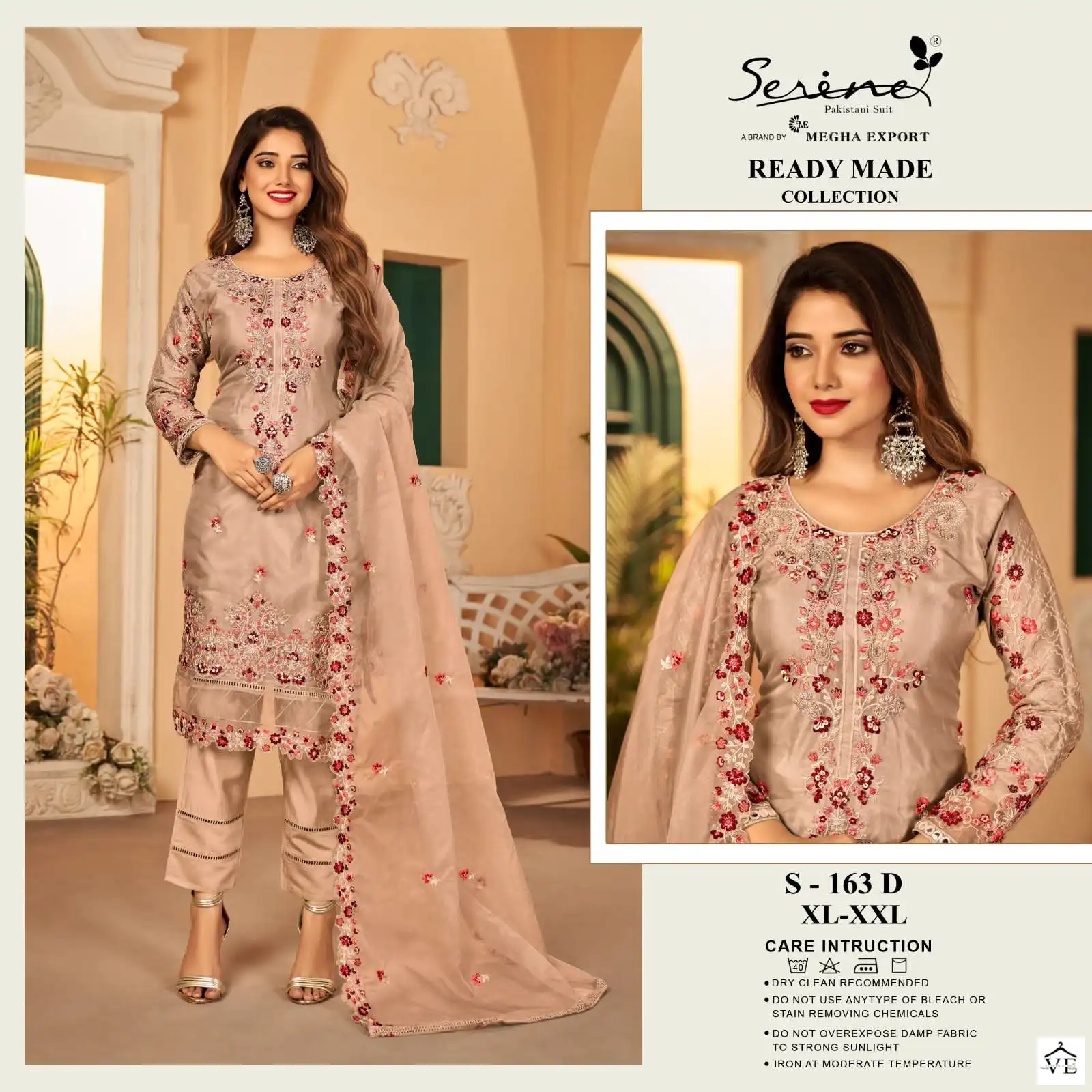 Serine S 163 Organza Wholesale Pakistani Readymade Salwar Suit Catalog — Wholesale Salwar Suits, MPA wholesale from Surat - Gallery Image 4