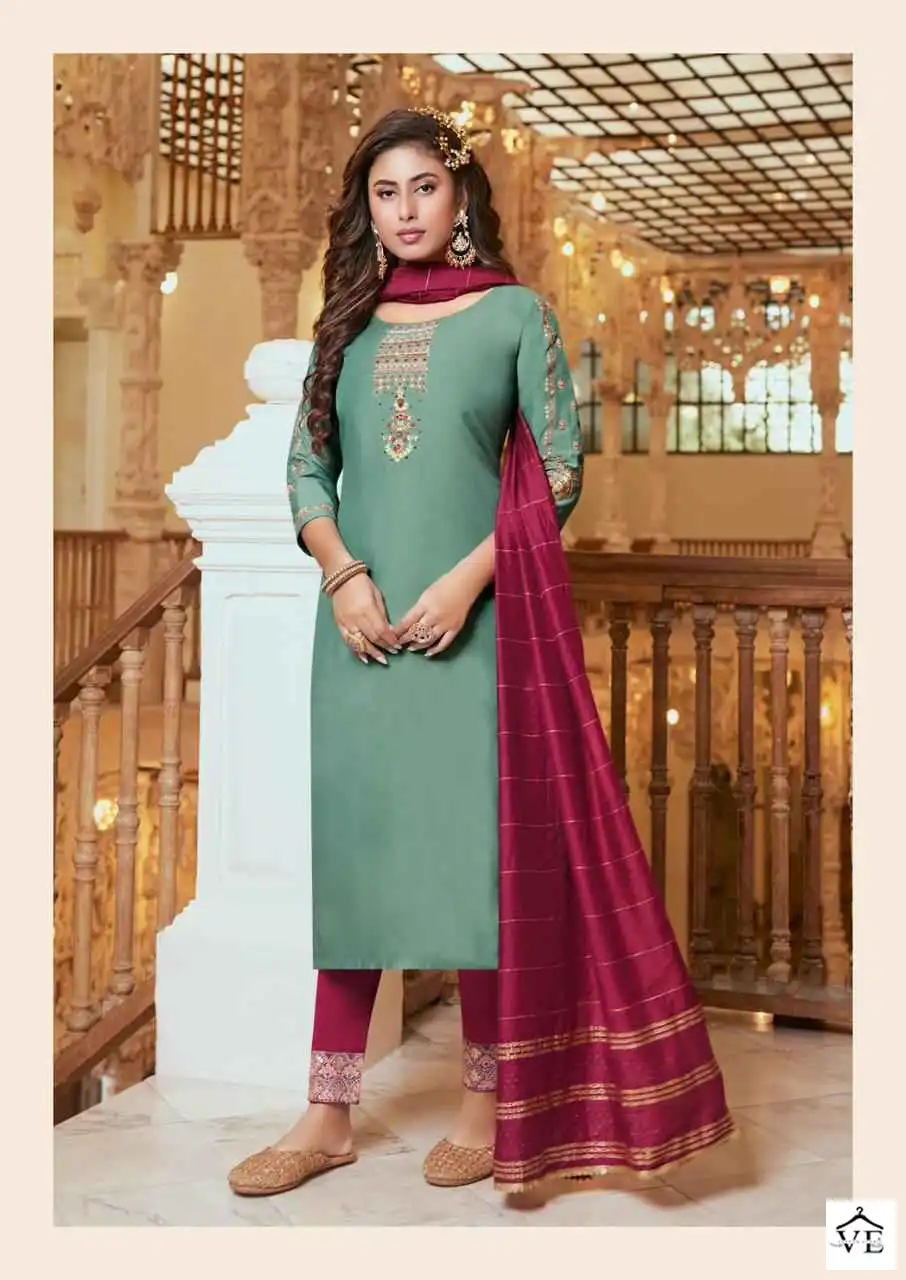 Vardan Ethnic Shanvi Chinon Wholesale Readymade Salwar Suit Catalog — Wholesale Salwar Suits, MPA wholesale from Surat - Gallery Image 2