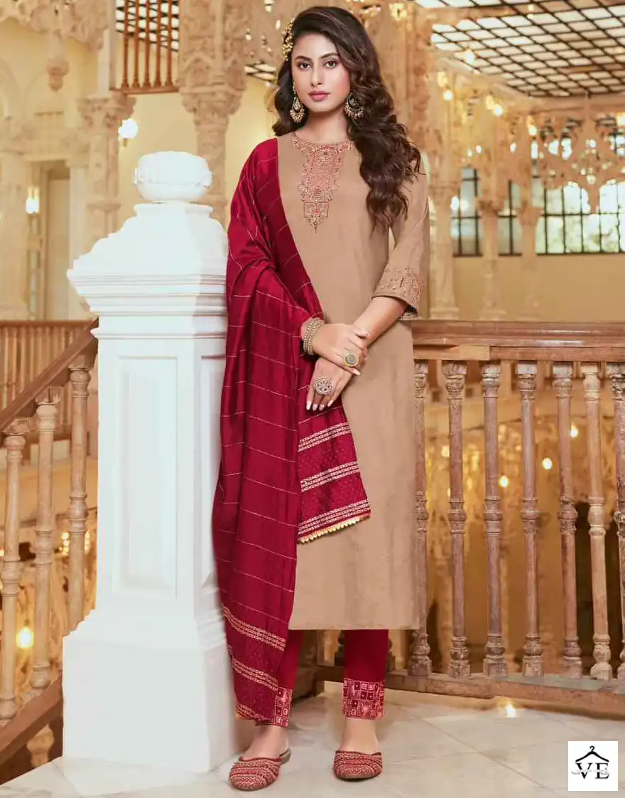 Vardan Ethnic Shanvi Chinon Wholesale Readymade Salwar Suit Catalog — Wholesale Salwar Suits, MPA wholesale from Surat — view 1