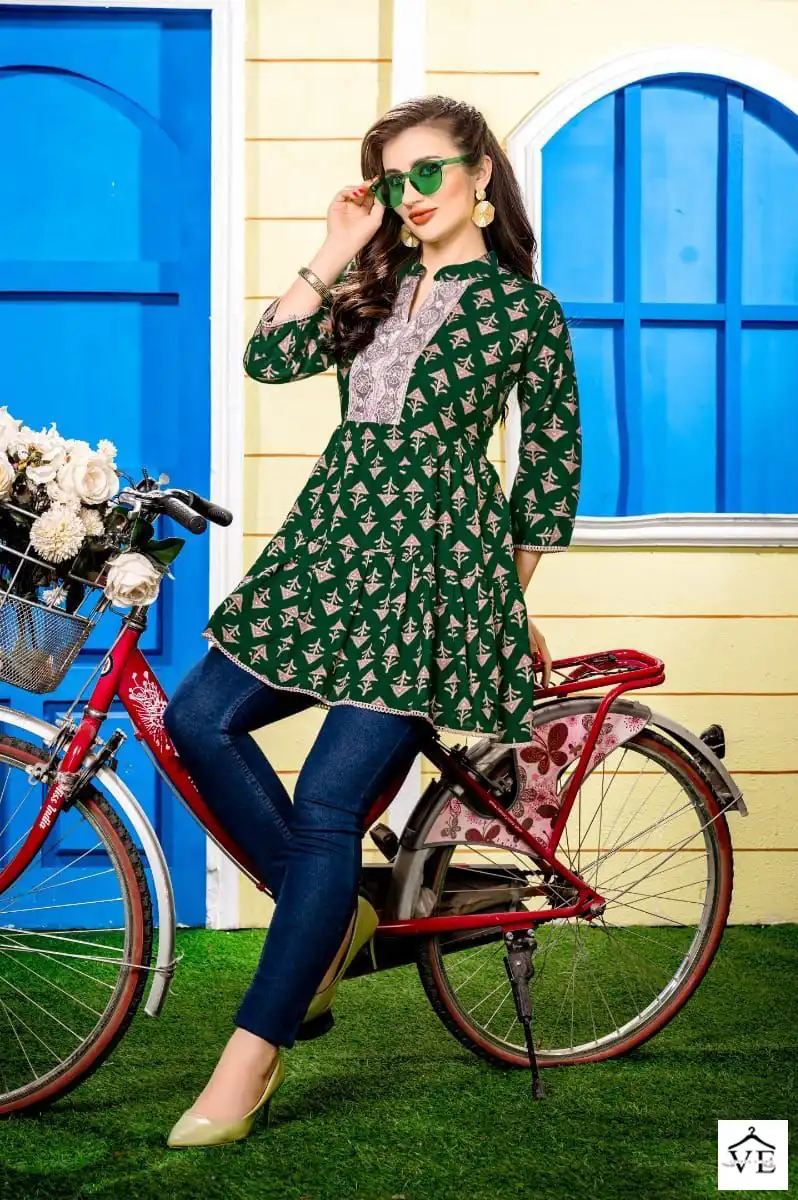 Hirwa Shefali Vol 2 Rayon Wholesale Kurtis Catalog — Wholesale Kurtis, MPA wholesale from Surat - Gallery Image 8