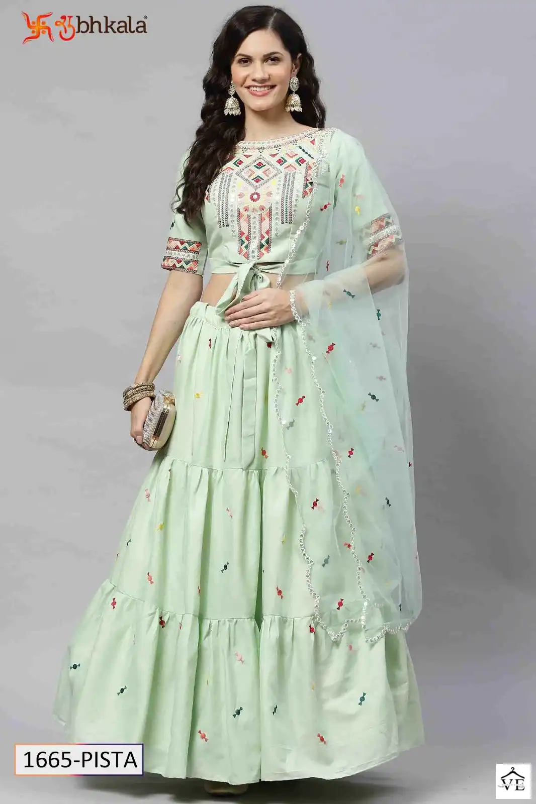 Shubhkala Fancy Georgette, Cotton Wholesale Semi Stitched Lehenga Catalog — Wholesale Lehenga, MPA wholesale from Surat - Gallery Image 2