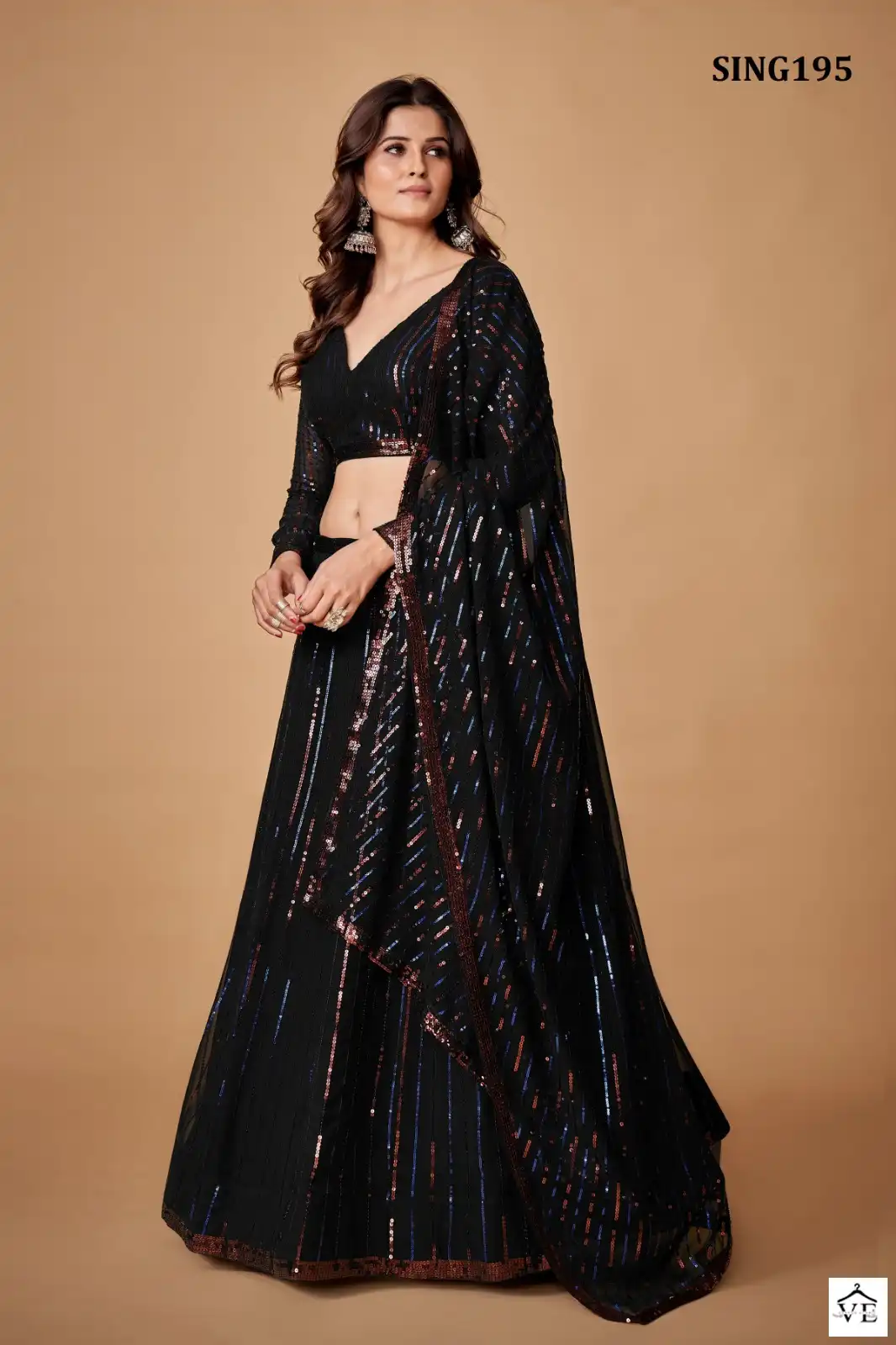Arya Designer Sing195 Georgette Wholesale Lehenga Catalog — Wholesale Lehenga, MPA wholesale from Surat — view 3