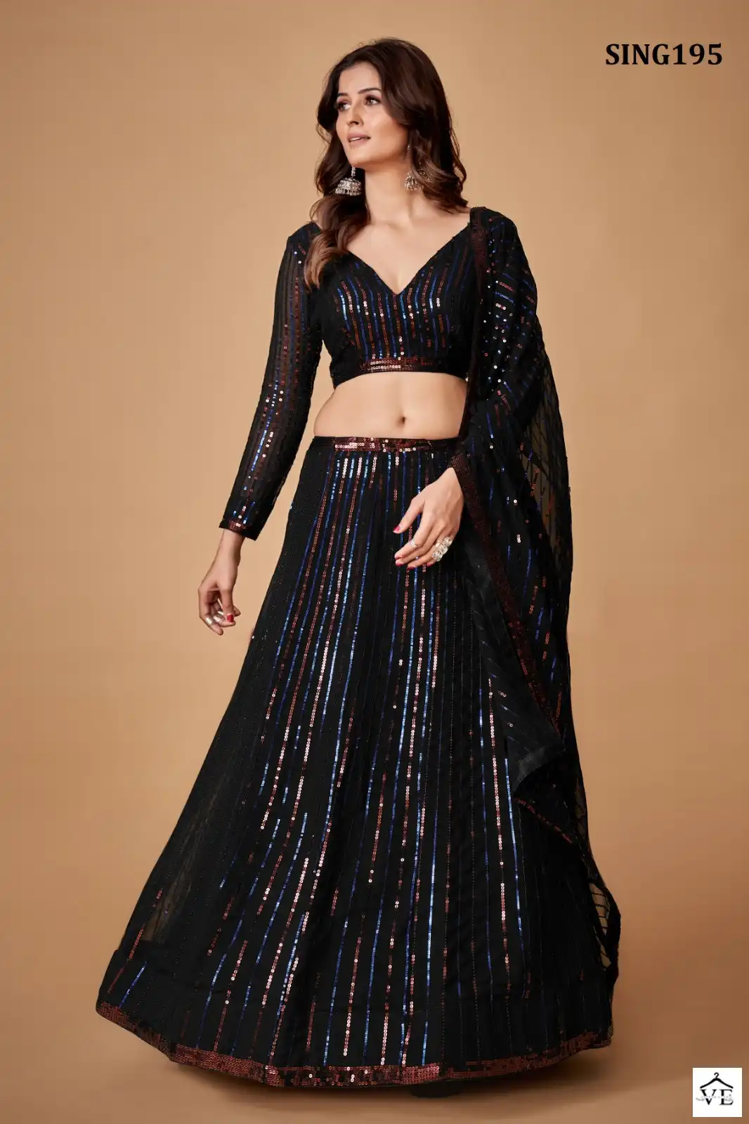 Arya Designer Sing195 Georgette Wholesale Lehenga Catalog — Wholesale Lehenga, MPA wholesale from Surat — view 4