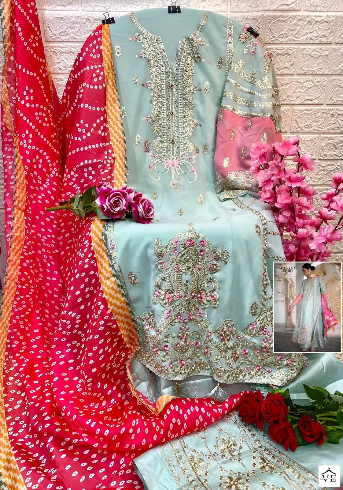 Vardan Ethnic Sn 1009 Georgette Wholesale Pakistani Salwar Suit Catalog — Wholesale Salwar Suits, MPA wholesale from Surat - Gallery Image 3