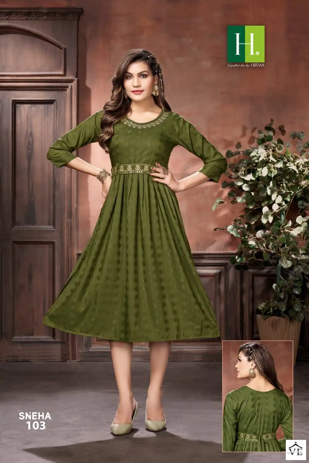 Hirwa Sneha Viscose Rayon Wholesale Long Kurtis Catalog — Wholesale Kurtis, MPA wholesale from Surat — view 2